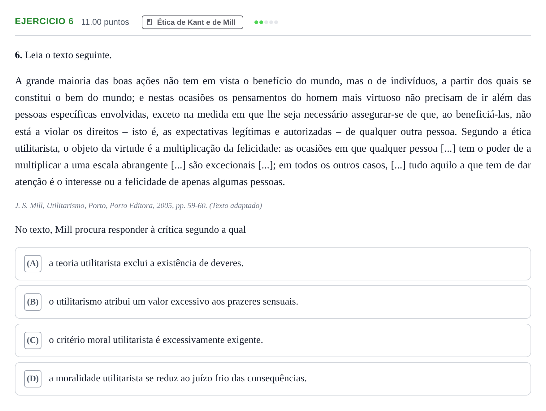 Enunciado: Exercício 6 · Exame Nacional Filosofia Época especial 2024