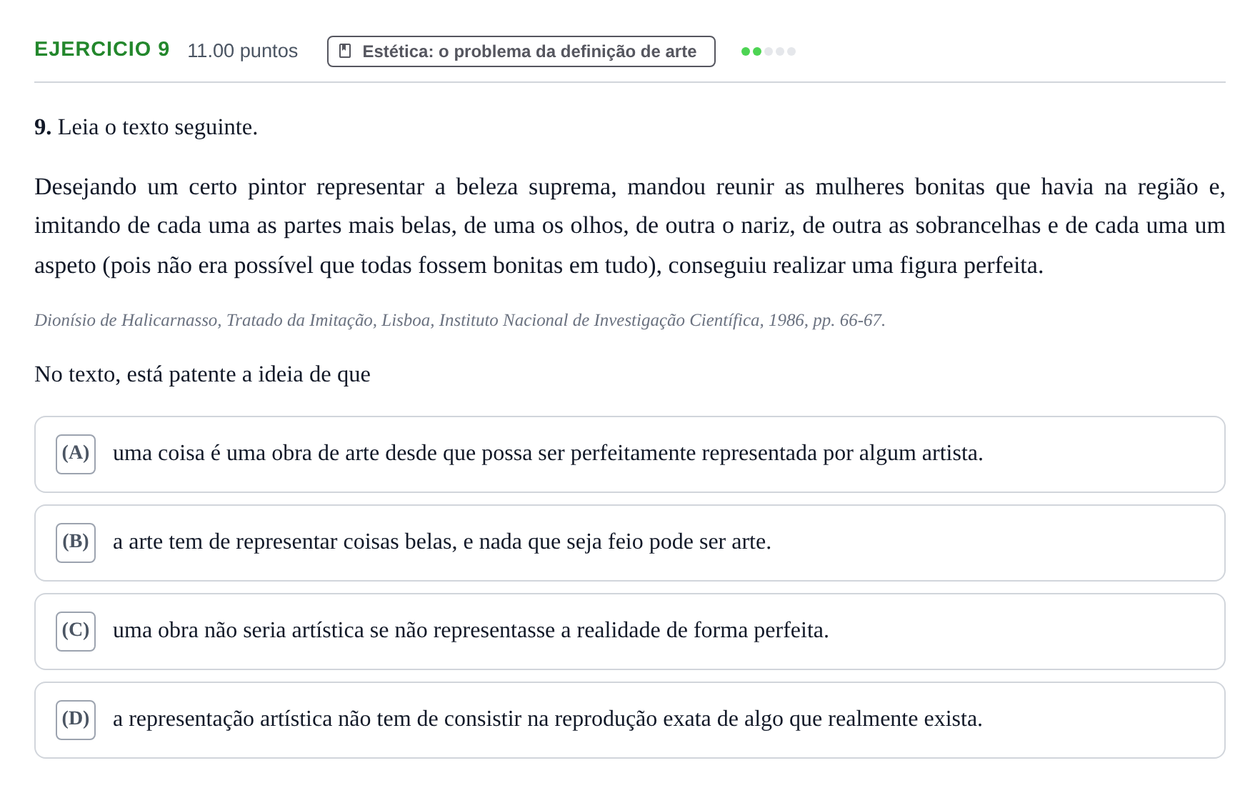 Enunciado: Exercício 9 · Exame Nacional Filosofia Época especial 2024