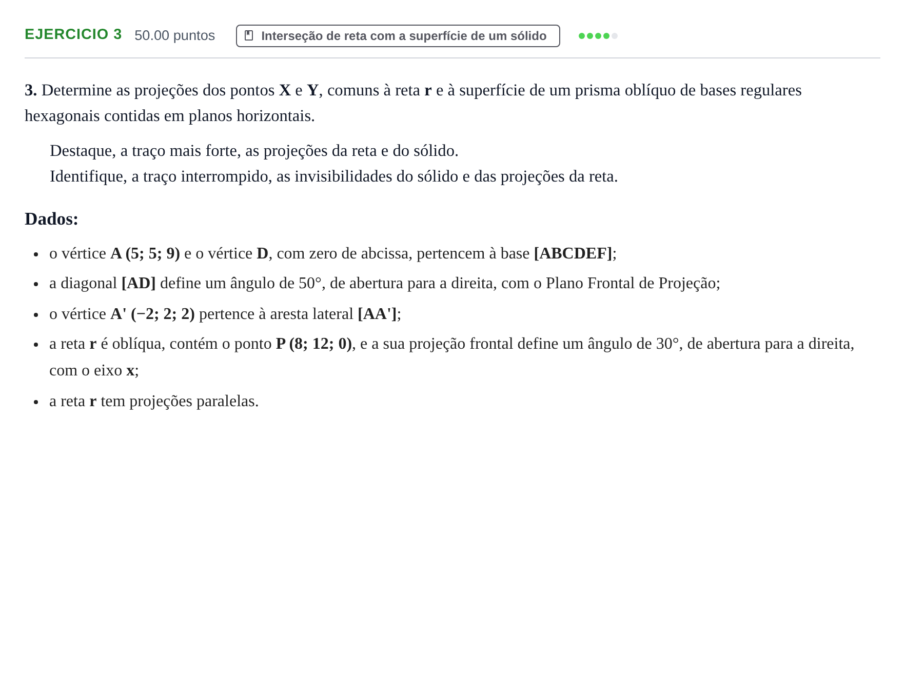 Enunciado: Exercício 3 · Exame Nacional Geometria Descritiva A Época especial 2024