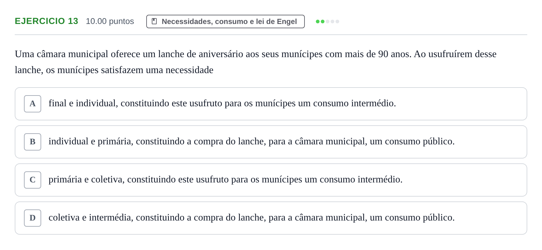 Enunciado: Exercício 13 · Exame Nacional Economia A Época especial 2024
