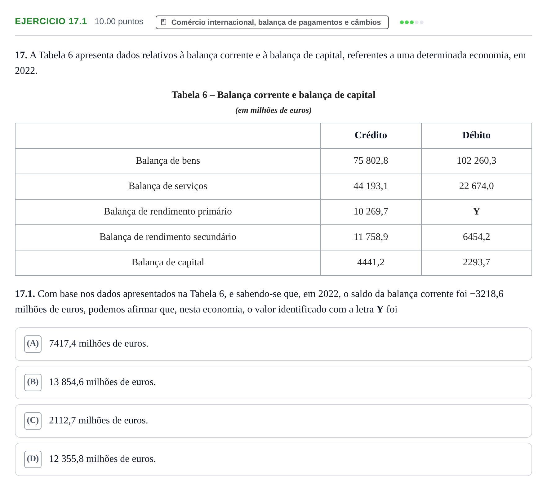 Enunciado: Exercício 17.1 · Exame Nacional Economia A Época especial 2024