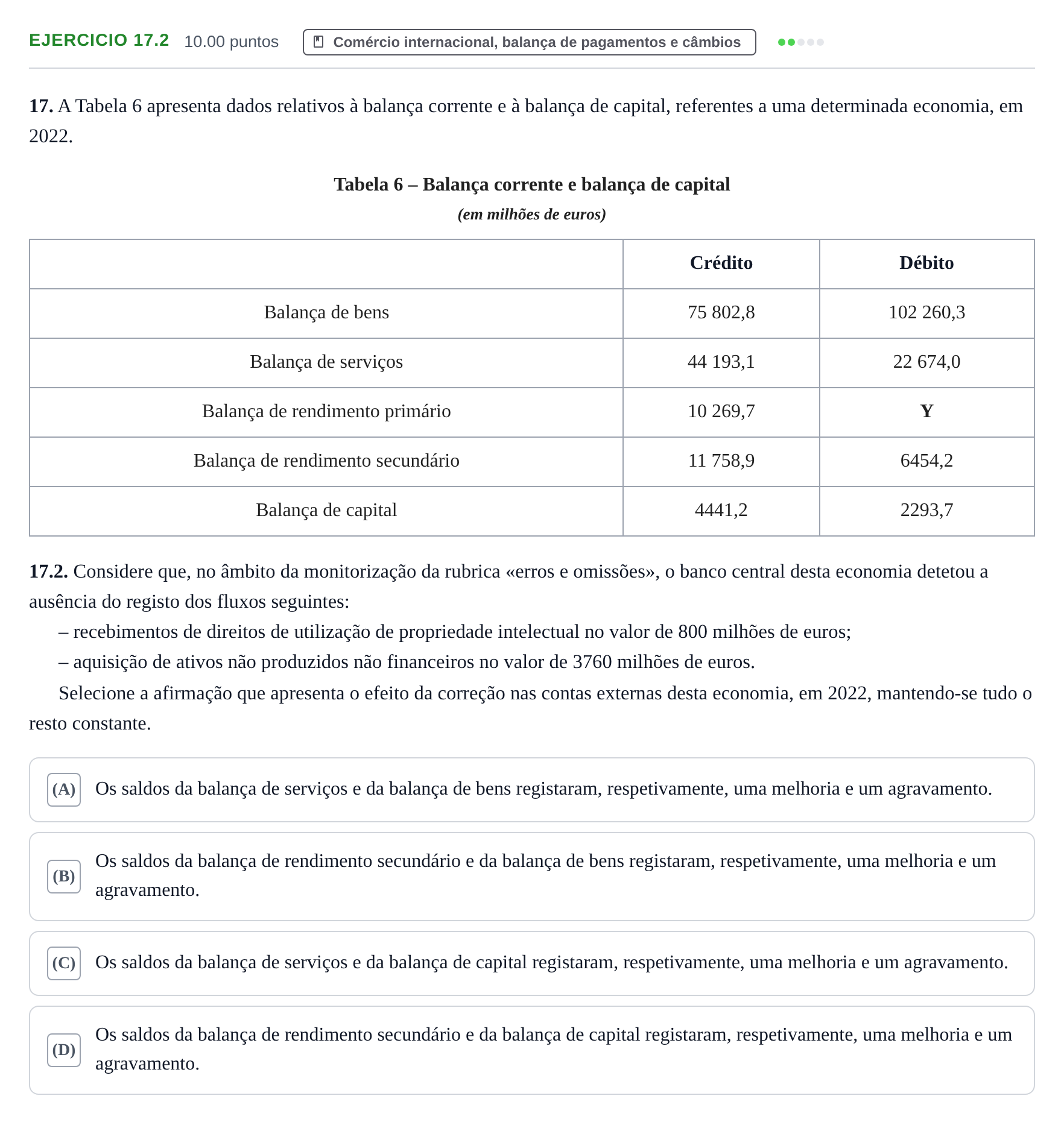 Enunciado: Exercício 17.2 · Exame Nacional Economia A Época especial 2024