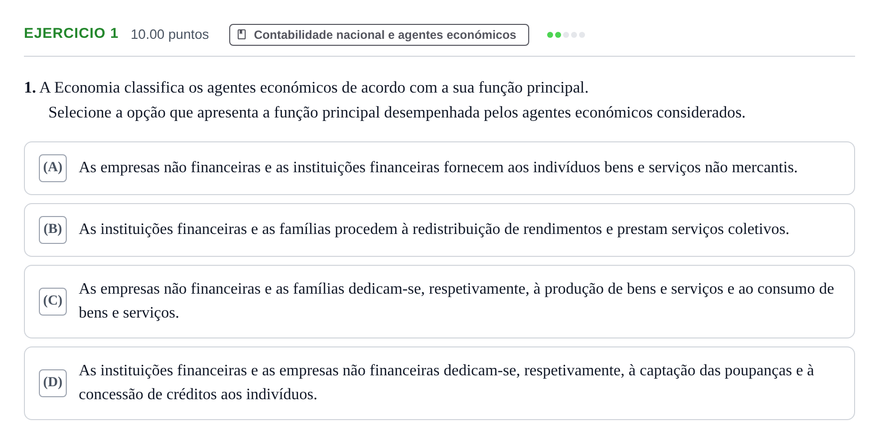 Enunciado: Exercício 1 · Exame Nacional Economia A Época especial 2024