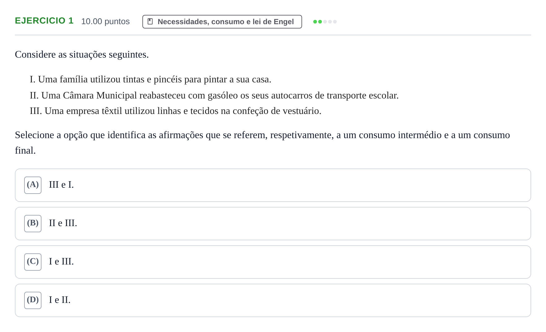 Enunciado: Exercício 1 · Exame Nacional Economia A 1.ª fase 2024