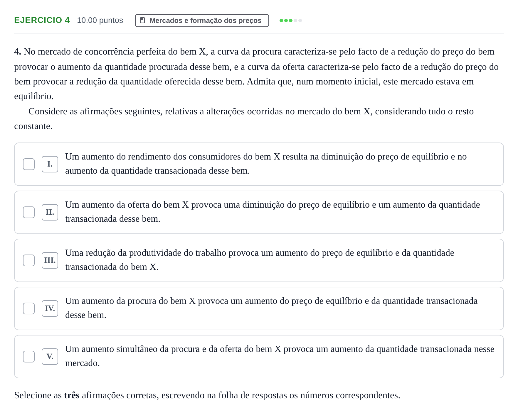 Enunciado: Exercício 4 · Exame Nacional Economia A 1.ª fase 2024