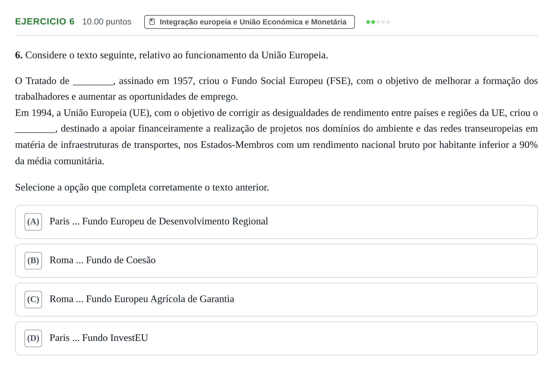 Enunciado: Exercício 6 · Exame Nacional Economia A 1.ª fase 2024