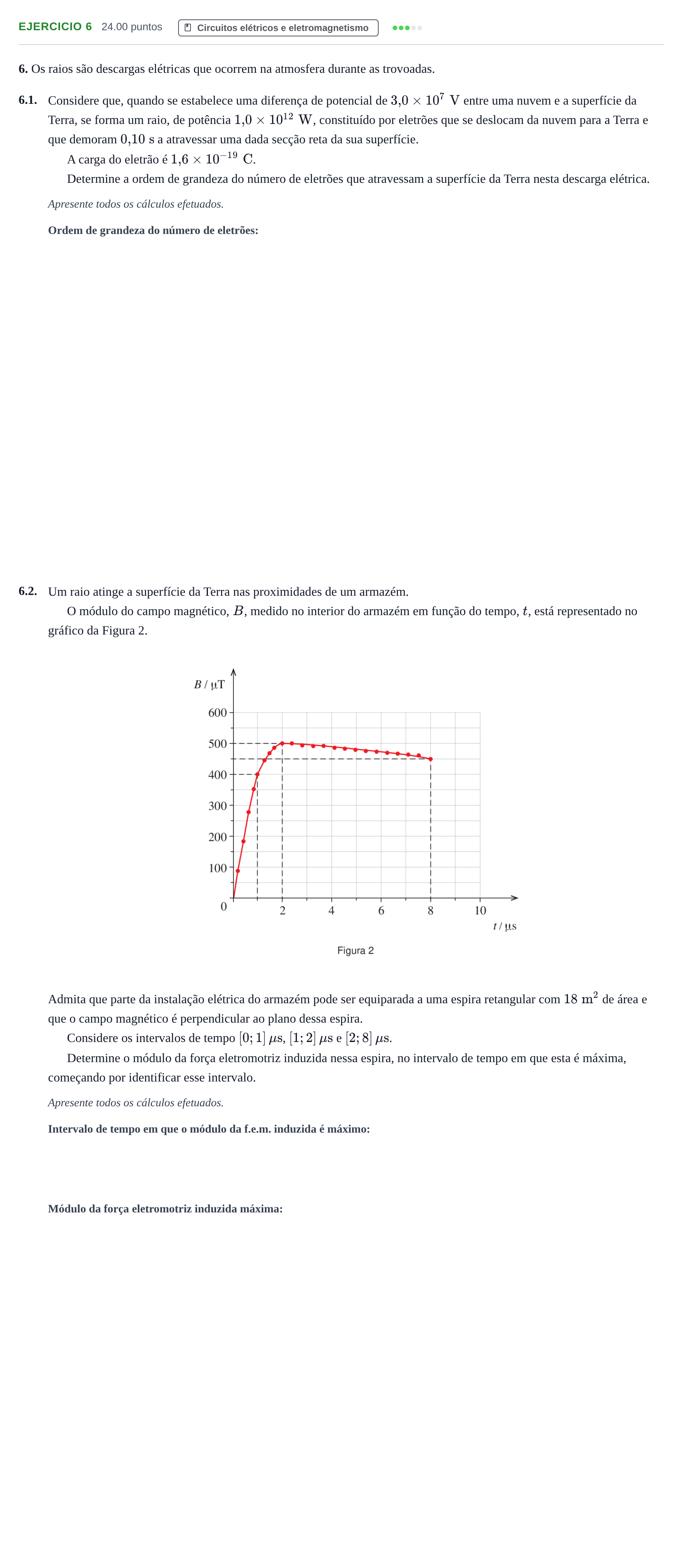 Enunciado: Exercício 6 · Exame Nacional Física e Química A Época especial 2024