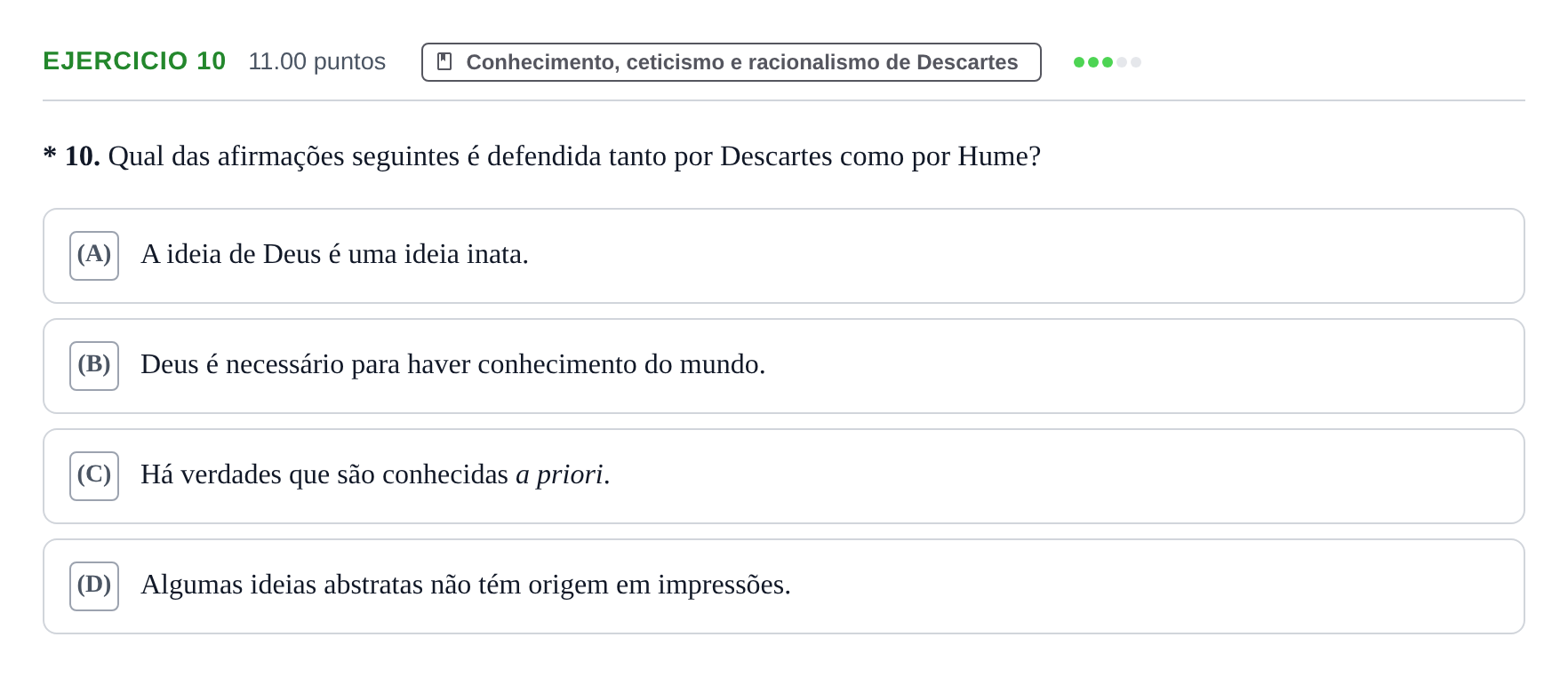 Enunciado: Exercício 10 · Exame Nacional Filosofia 1.ª fase 2024