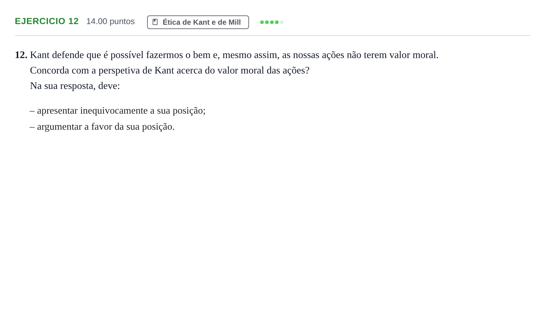 Enunciado: Exercício 12 · Exame Nacional Filosofia 1.ª fase 2024