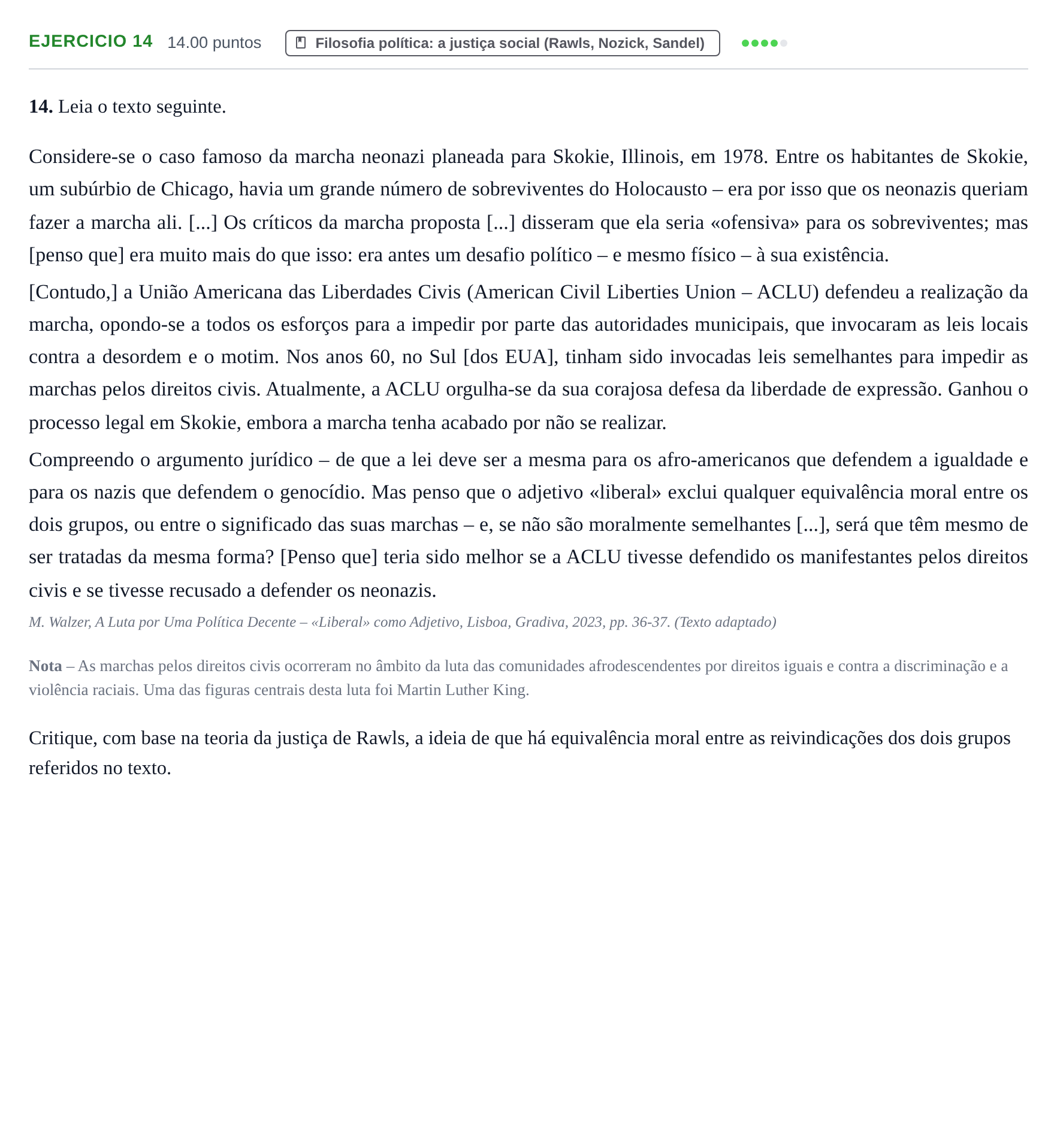 Enunciado: Exercício 14 · Exame Nacional Filosofia 1.ª fase 2024