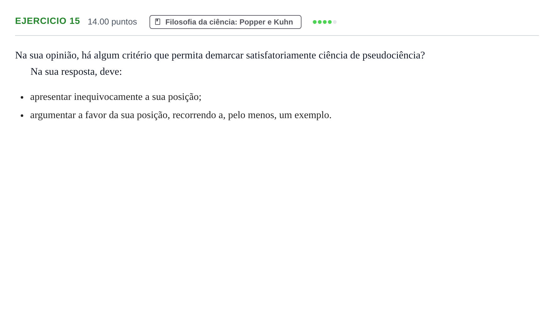 Enunciado: Exercício 15 · Exame Nacional Filosofia 1.ª fase 2024