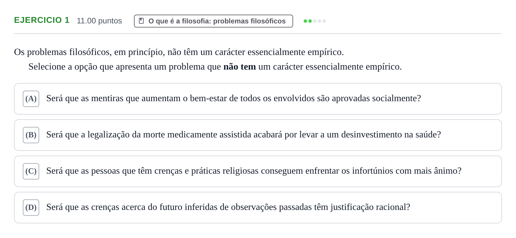 Enunciado: Exercício 1 · Exame Nacional Filosofia 1.ª fase 2024