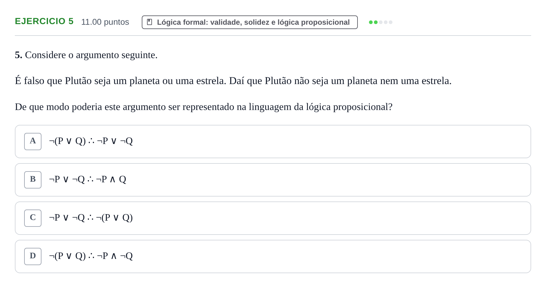 Enunciado: Exercício 5 · Exame Nacional Filosofia 1.ª fase 2024