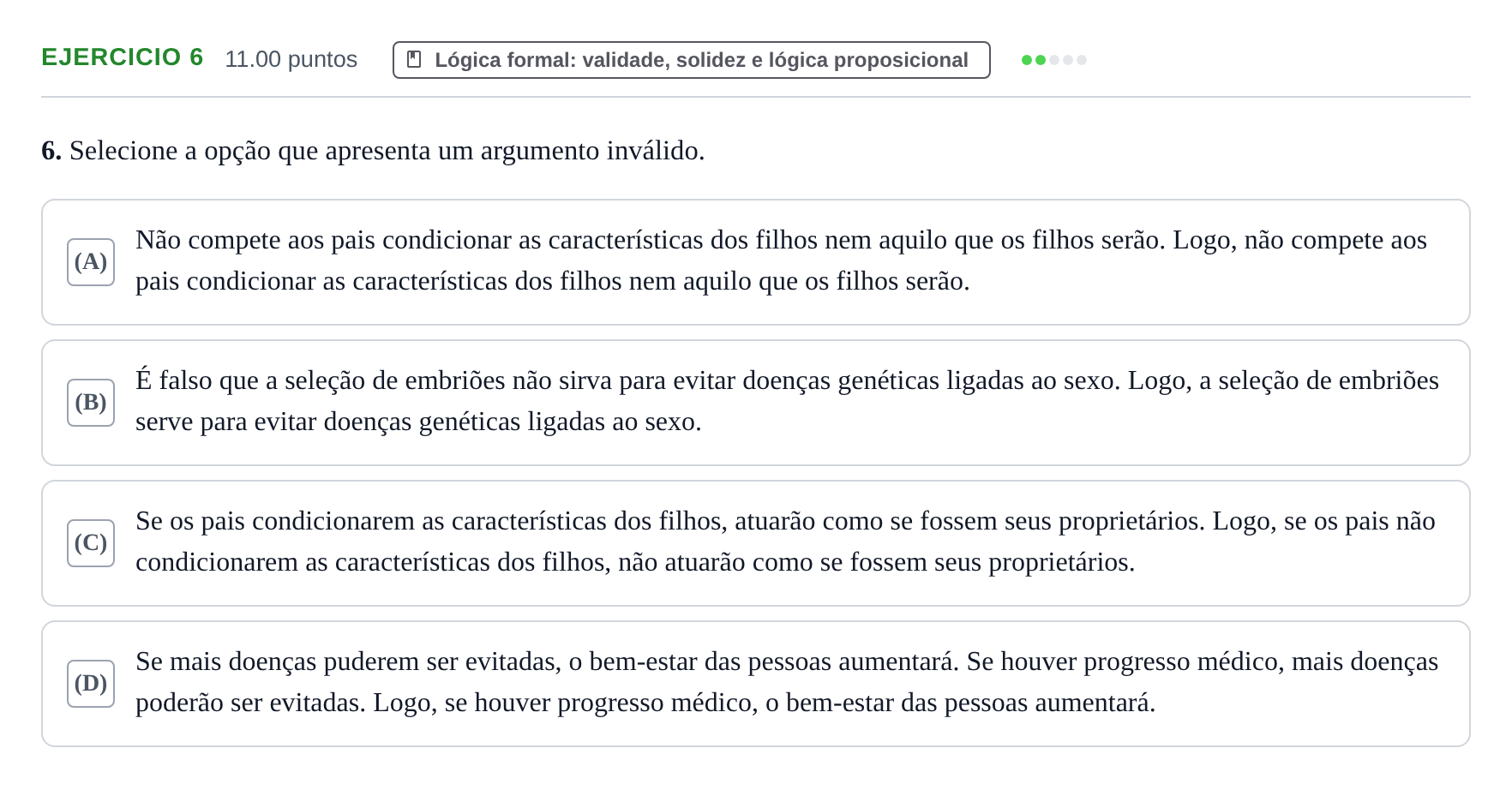 Enunciado: Exercício 6 · Exame Nacional Filosofia 1.ª fase 2024