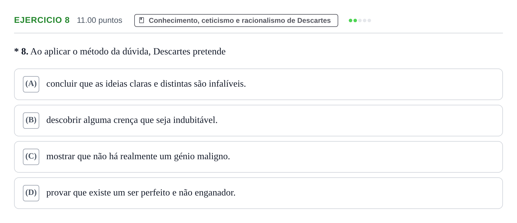 Enunciado: Exercício 8 · Exame Nacional Filosofia 1.ª fase 2024