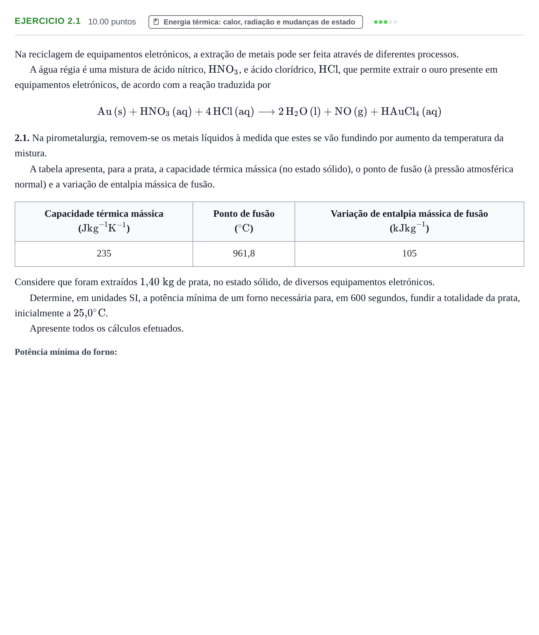 Enunciado: Exercício 2.1 · Exame Nacional Física e Química A 1.ª fase 2024