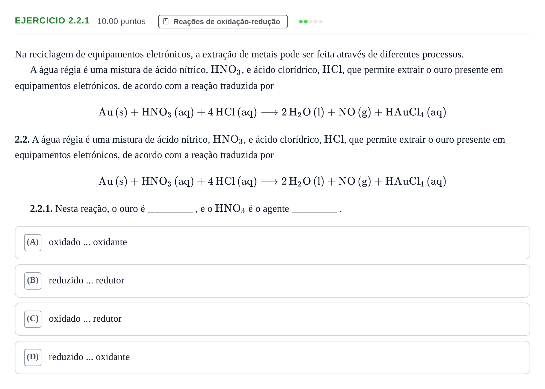 Enunciado: Exercício 2.2.1 · Exame Nacional Física e Química A 1.ª fase 2024