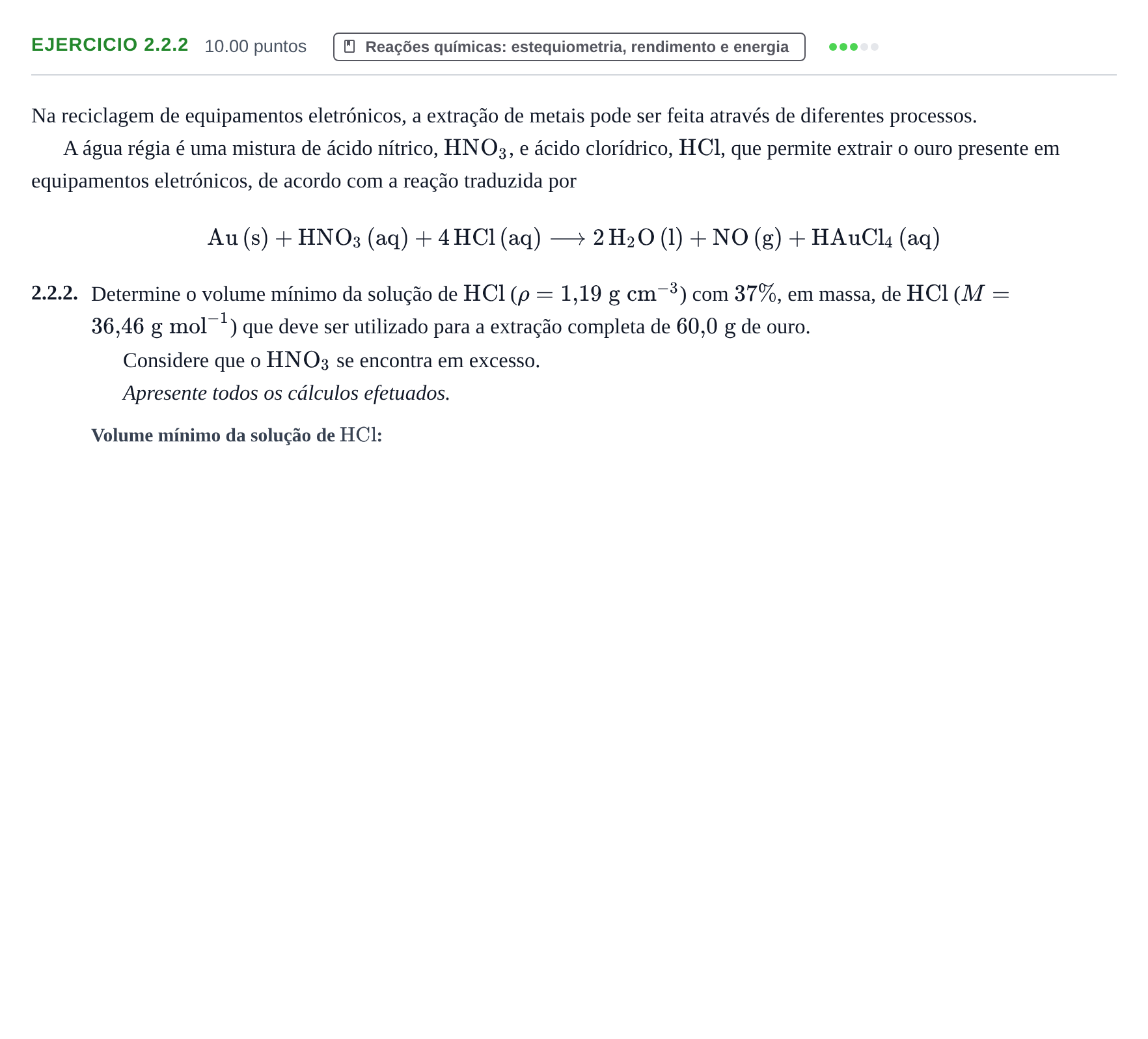 Enunciado: Exercício 2.2.2 · Exame Nacional Física e Química A 1.ª fase 2024