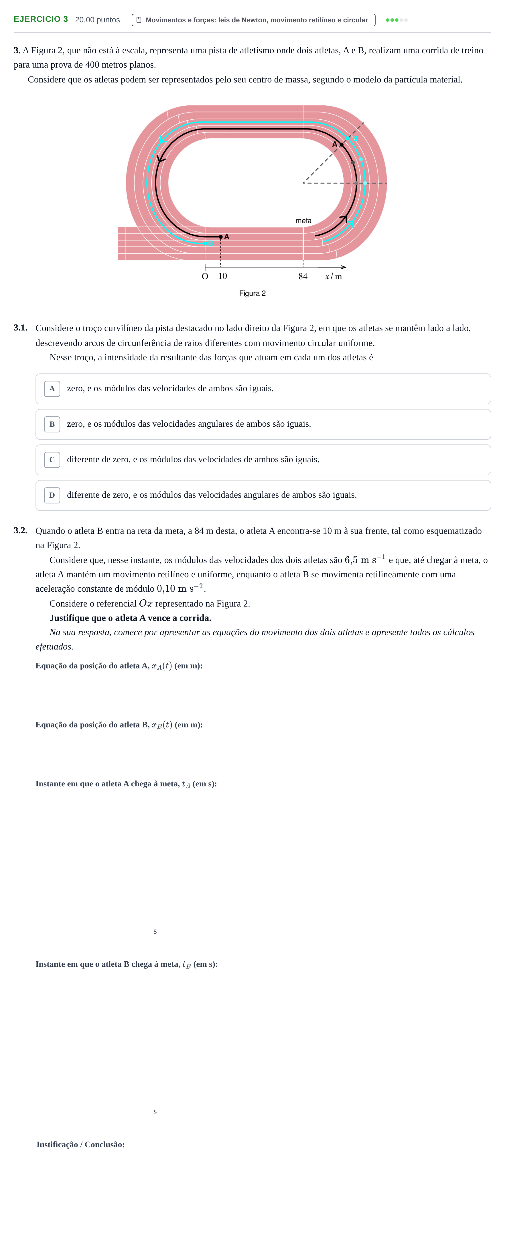 Enunciado: Exercício 3 · Exame Nacional Física e Química A 1.ª fase 2024