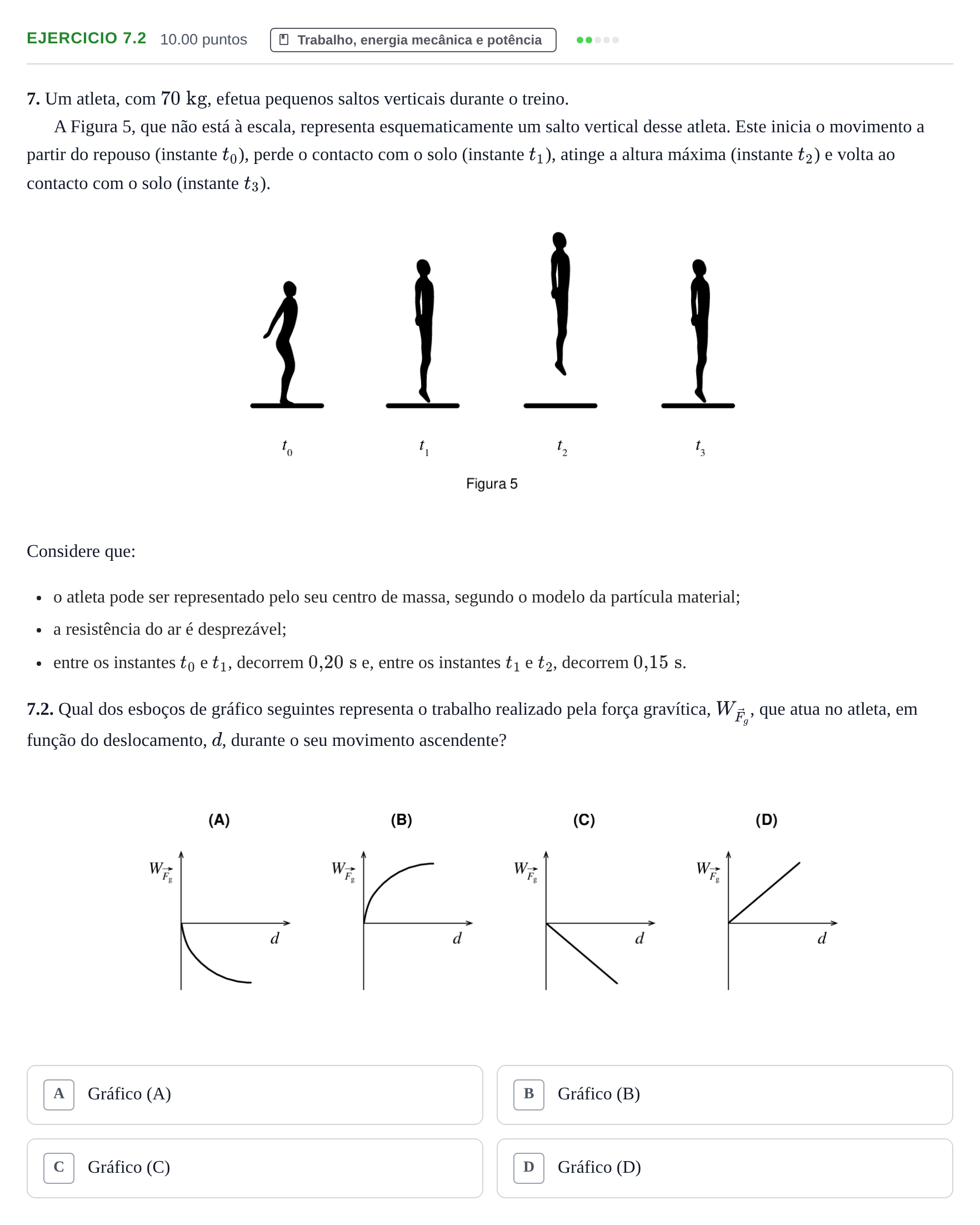 Enunciado: Exercício 7.2 · Exame Nacional Física e Química A 1.ª fase 2024