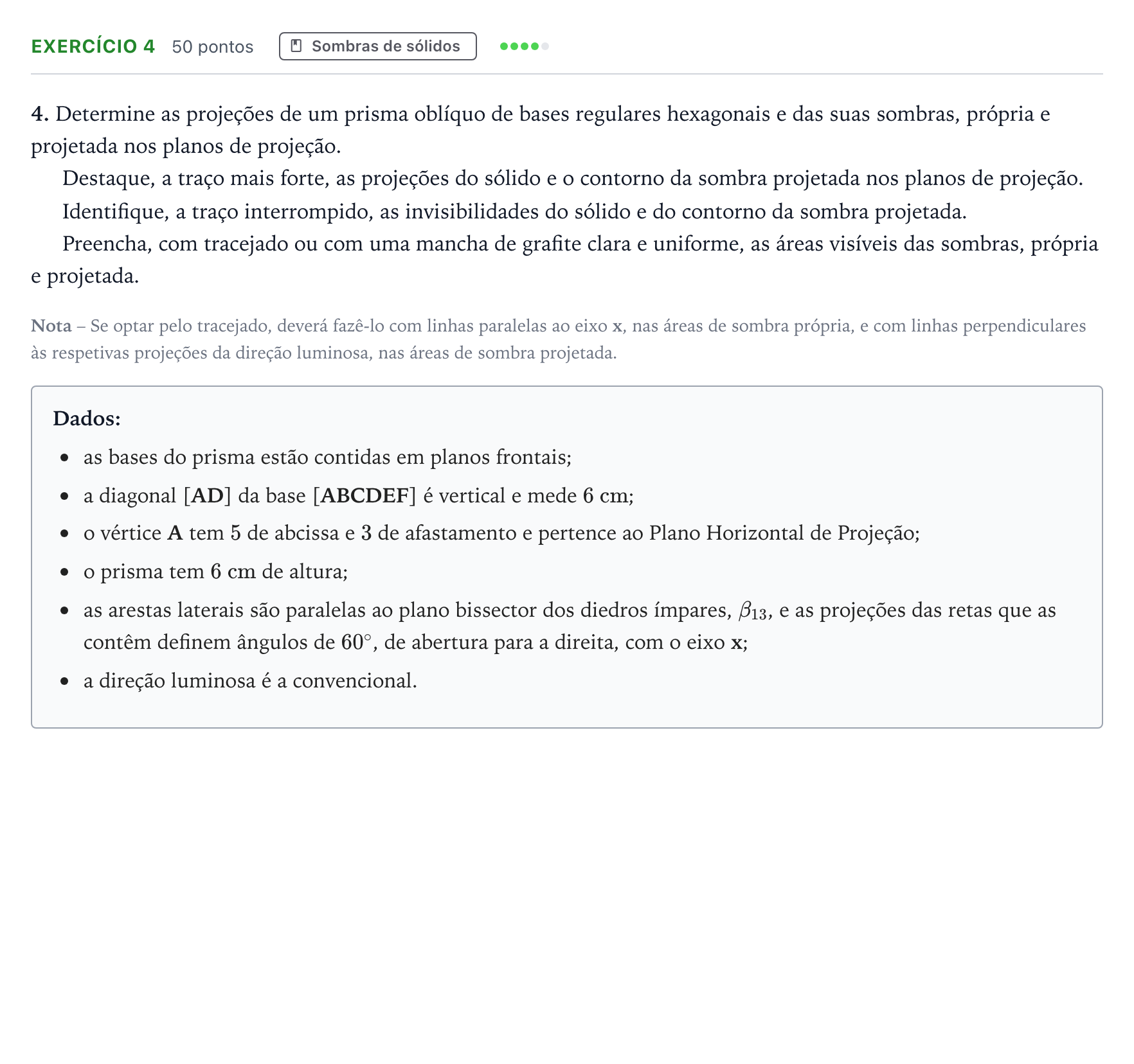 Enunciado: Exercício 4 · Exame Nacional Geometria Descritiva A 2.ª fase 2024