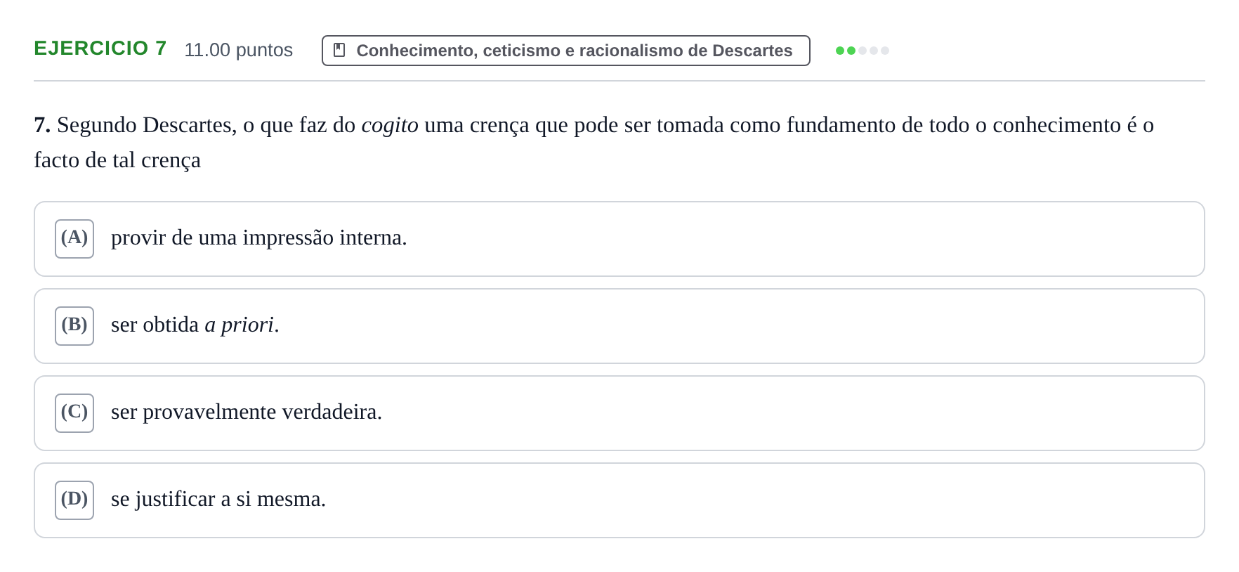 Enunciado: Exercício 7 · Exame Nacional Filosofia 2.ª fase 2024