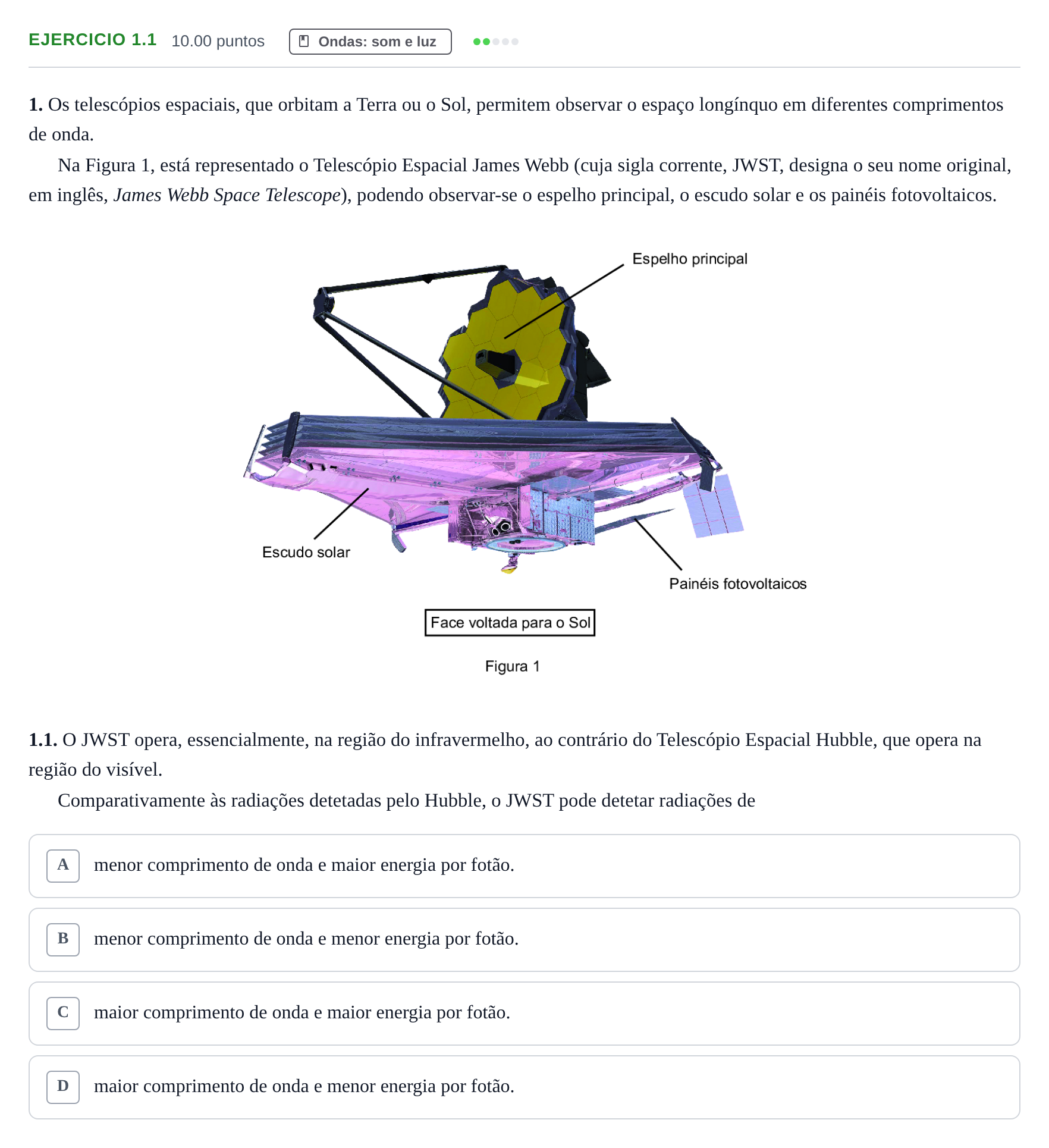 Enunciado: Exercício 1.1 · Exame Nacional Física e Química A 2.ª fase 2024