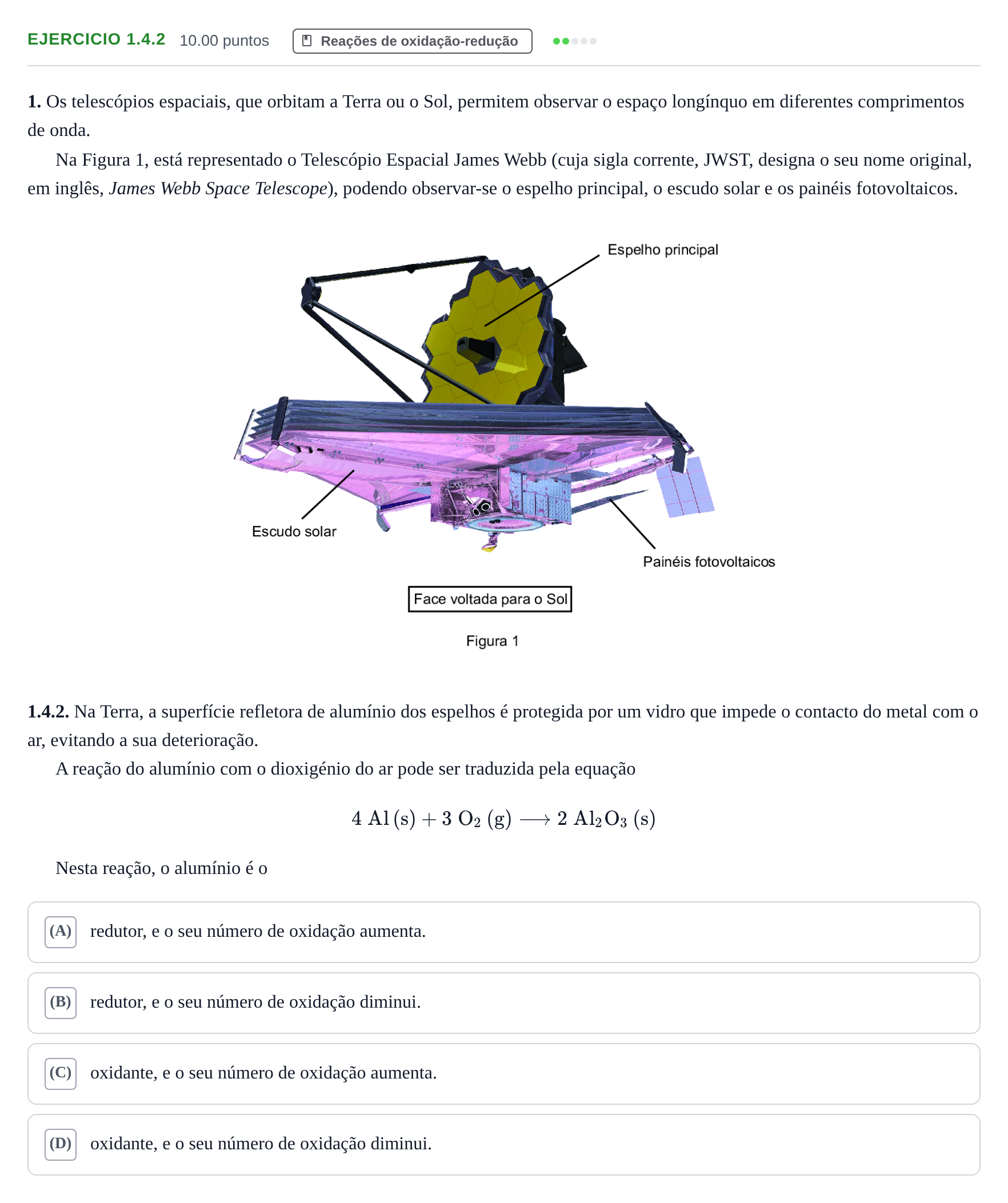 Enunciado: Exercício 1.4.2 · Exame Nacional Física e Química A 2.ª fase 2024