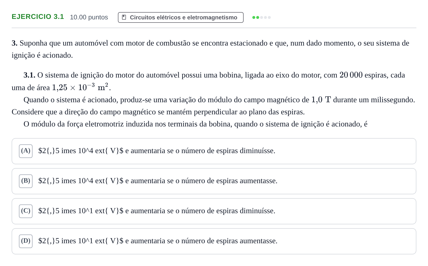 Enunciado: Exercício 3.1 · Exame Nacional Física e Química A 2.ª fase 2024