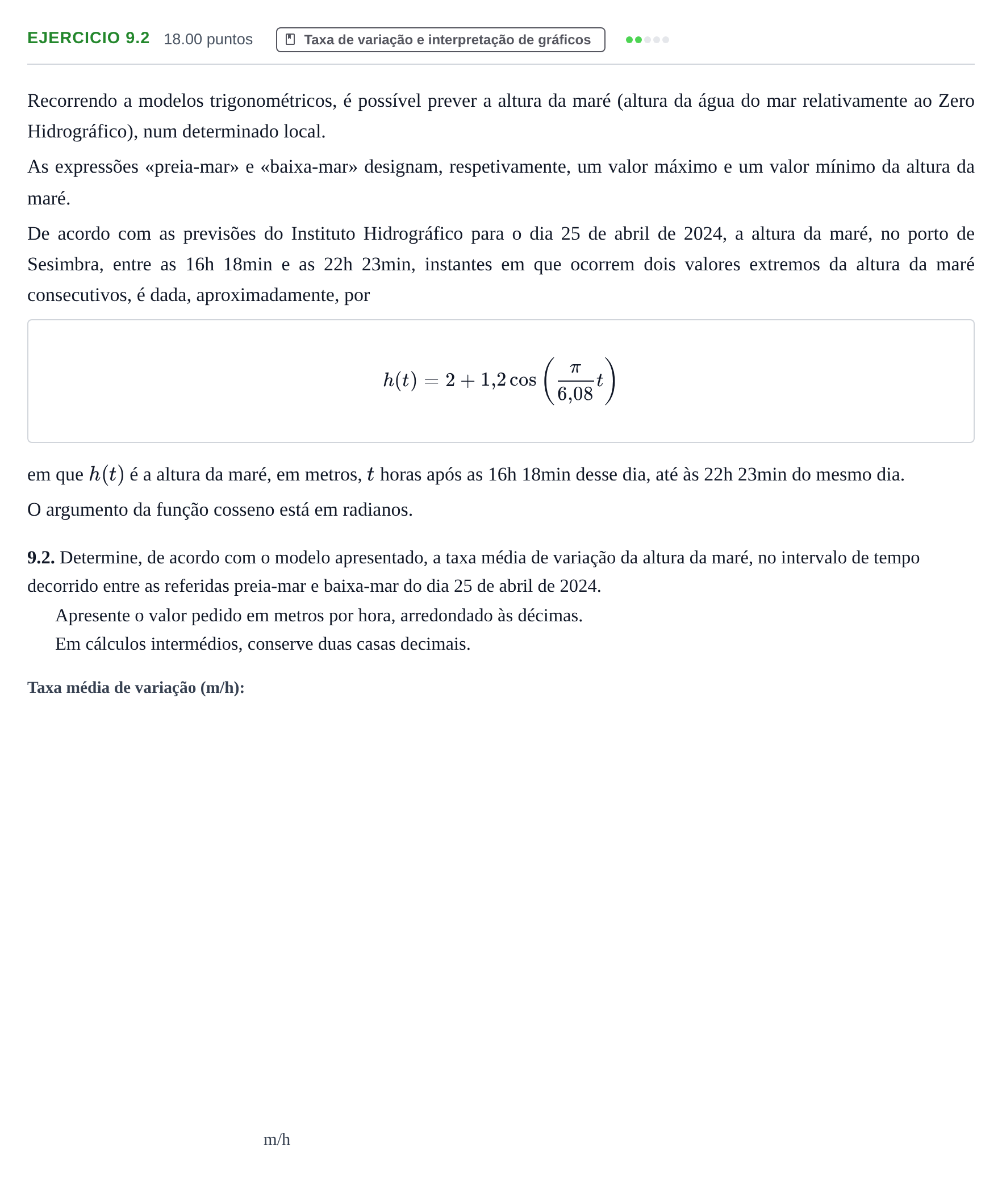 Enunciado: Exercício 9.2 · Exame Nacional Matemática B Época especial 2024