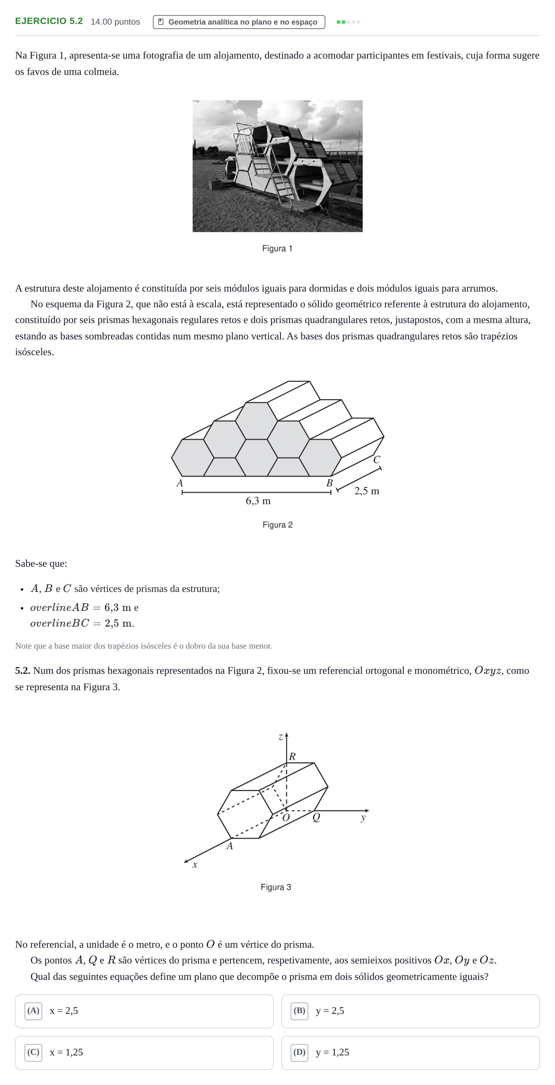 Enunciado: Exercício 5.2 · Exame Nacional Matemática B 1.ª fase 2024