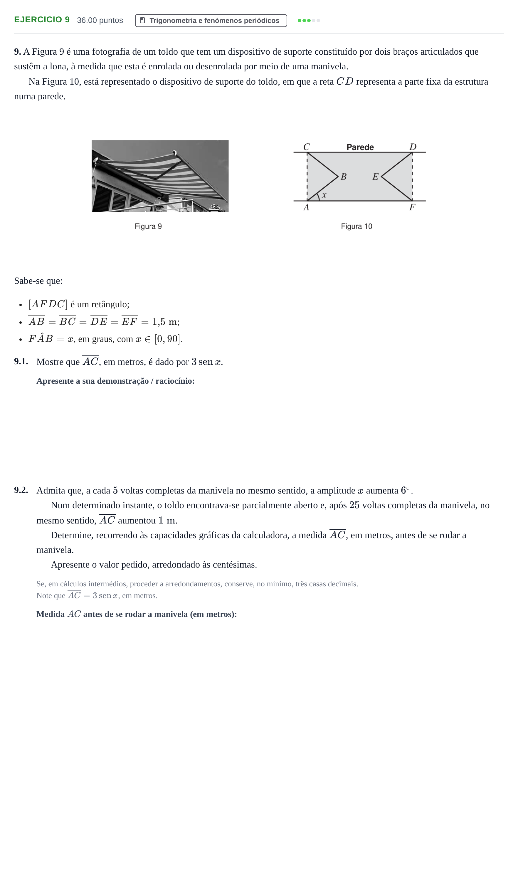 Enunciado: Exercício 9 · Exame Nacional Matemática B 1.ª fase 2024
