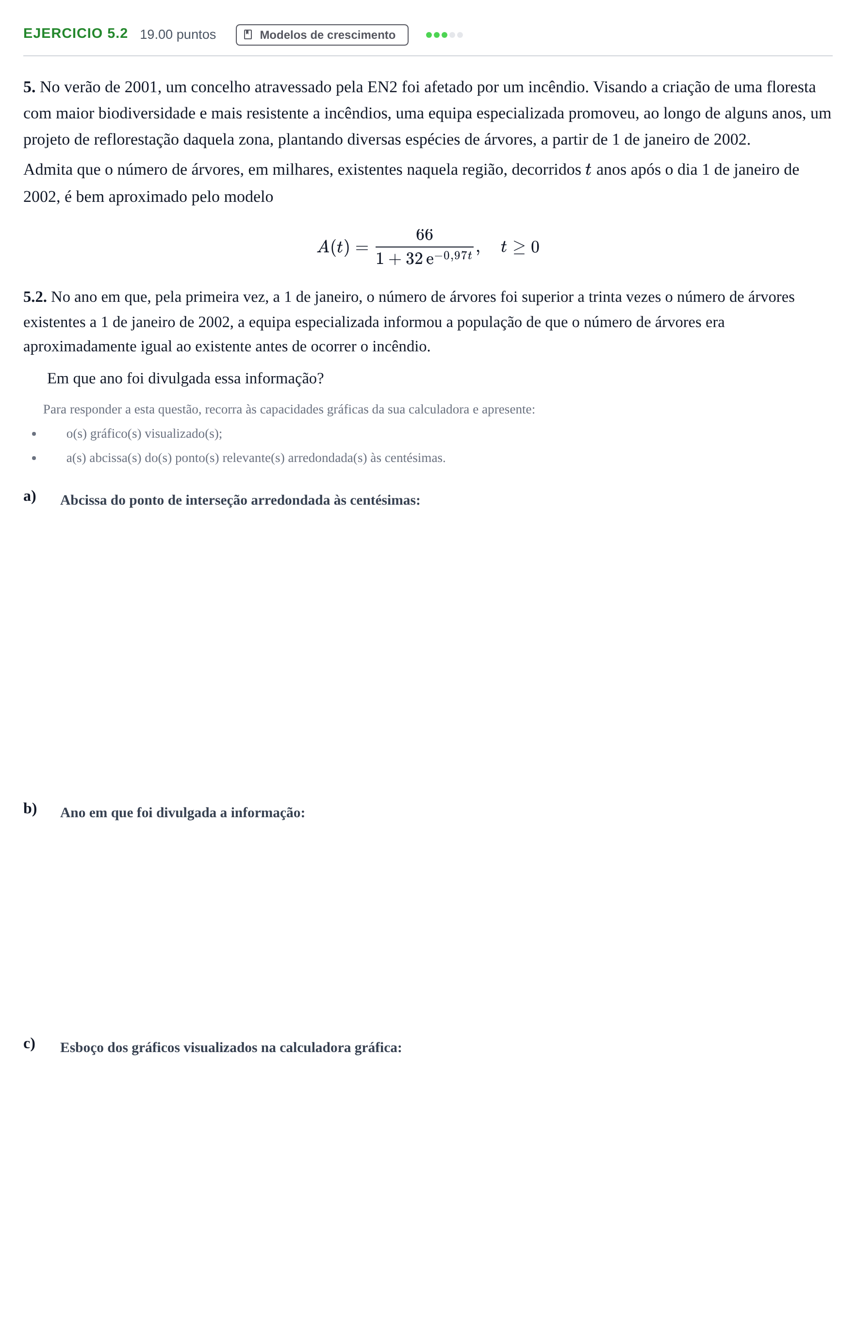 Enunciado: Exercício 5.2 · Exame Nacional Matemática Aplicada às Ciências Sociais 1.ª fase 2024