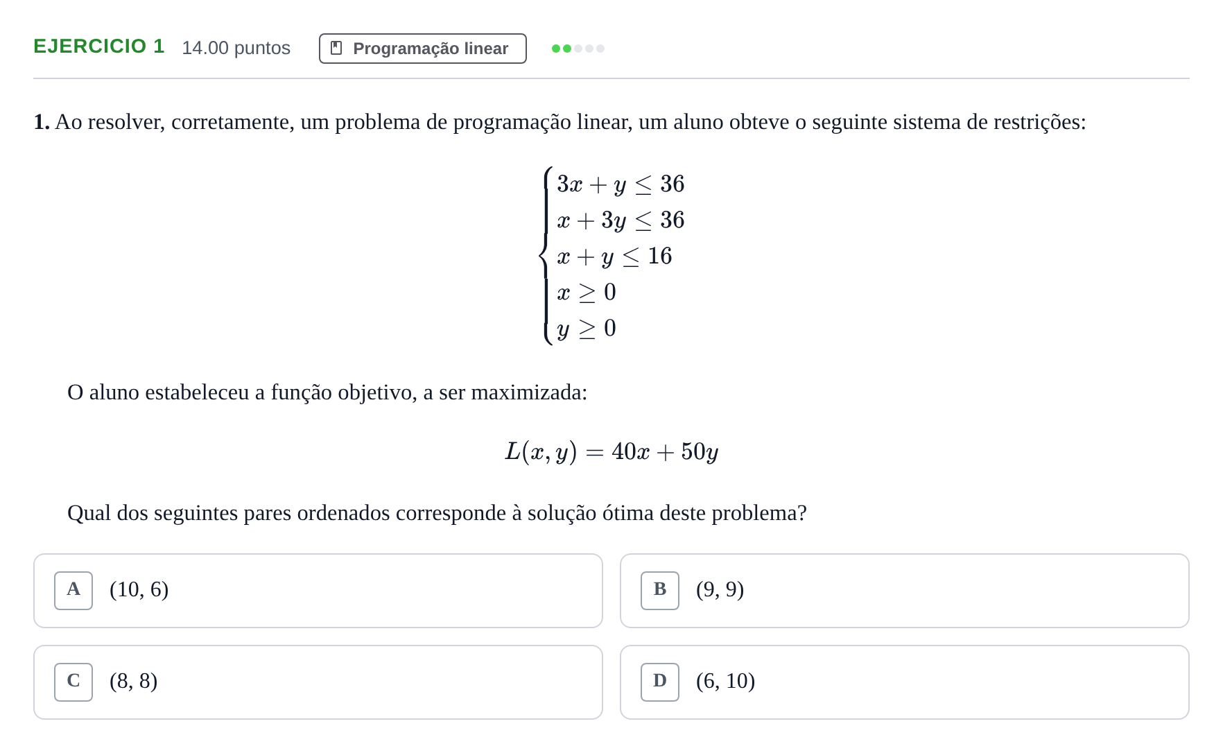 Enunciado: Exercício 1 · Exame Nacional Matemática B 2.ª fase 2024