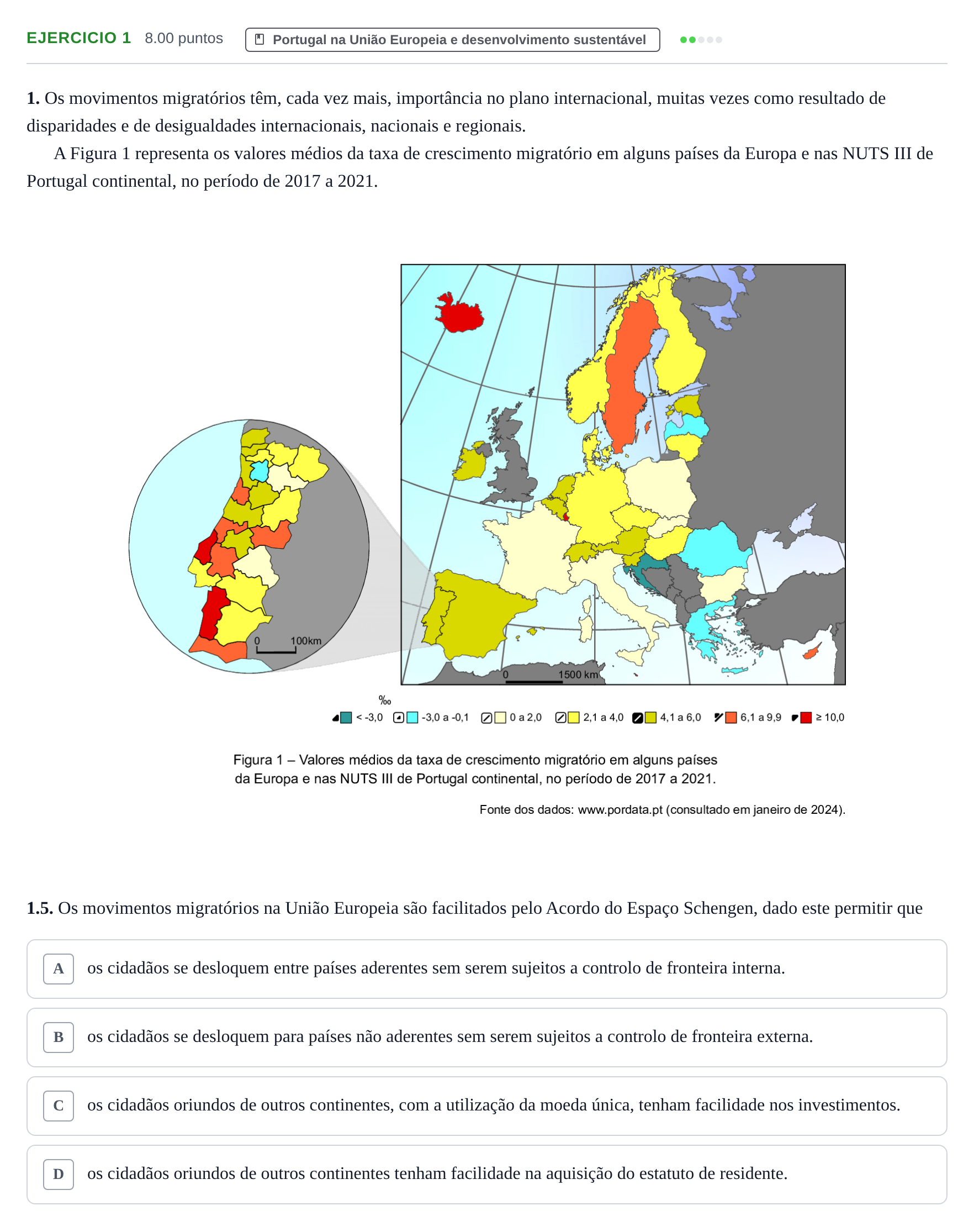 Enunciado: Exercício 1 - Portugal na União Europeia e desenvolvimento… · Exame Nacional Geografia A 2.ª fase 2024