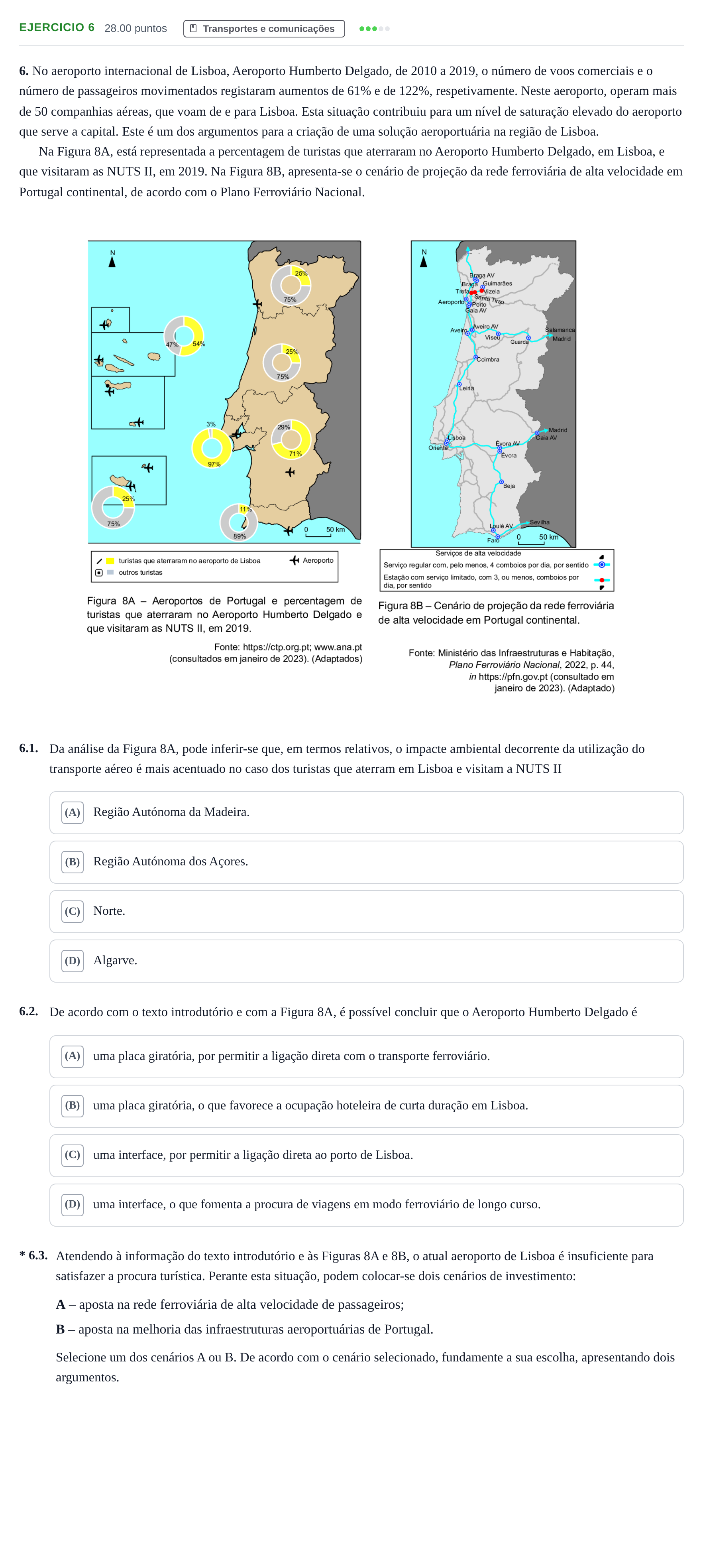 Enunciado: Exercício 6 · Exame Nacional Geografia A 2.ª fase 2024