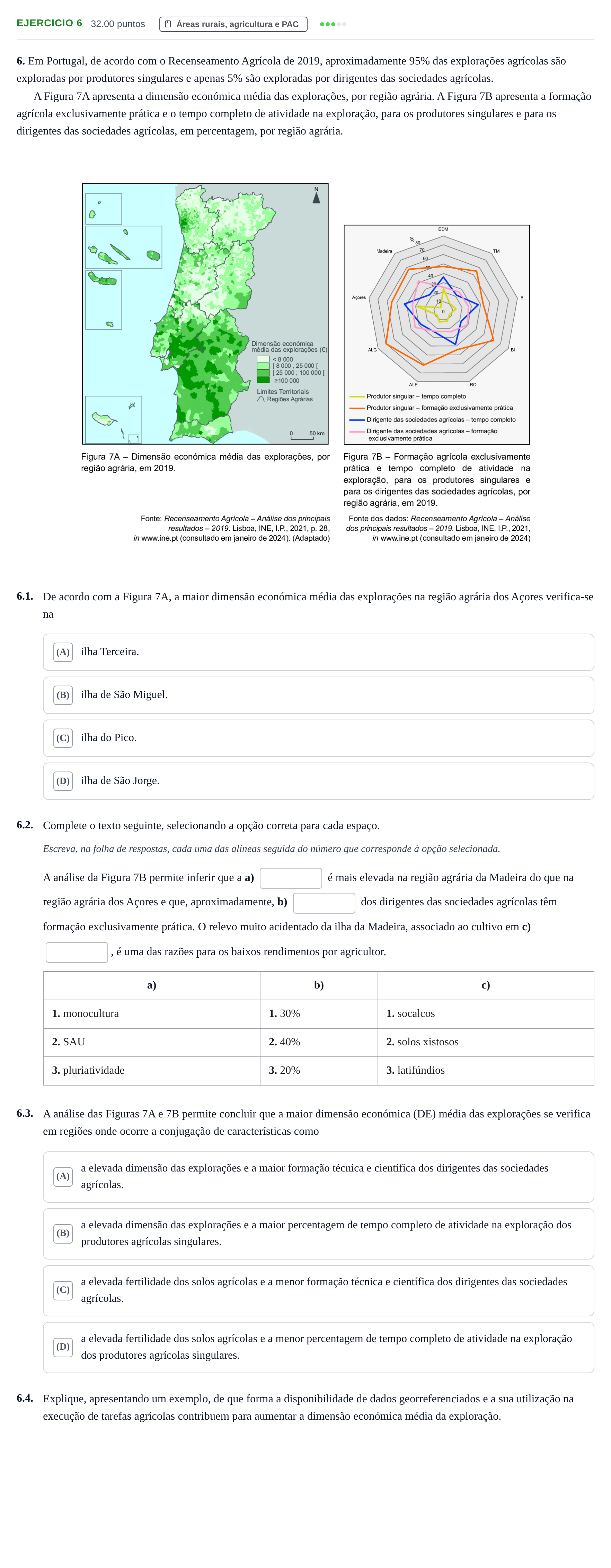 Enunciado: Exercício 6 · Exame Nacional Geografia A Época especial 2024