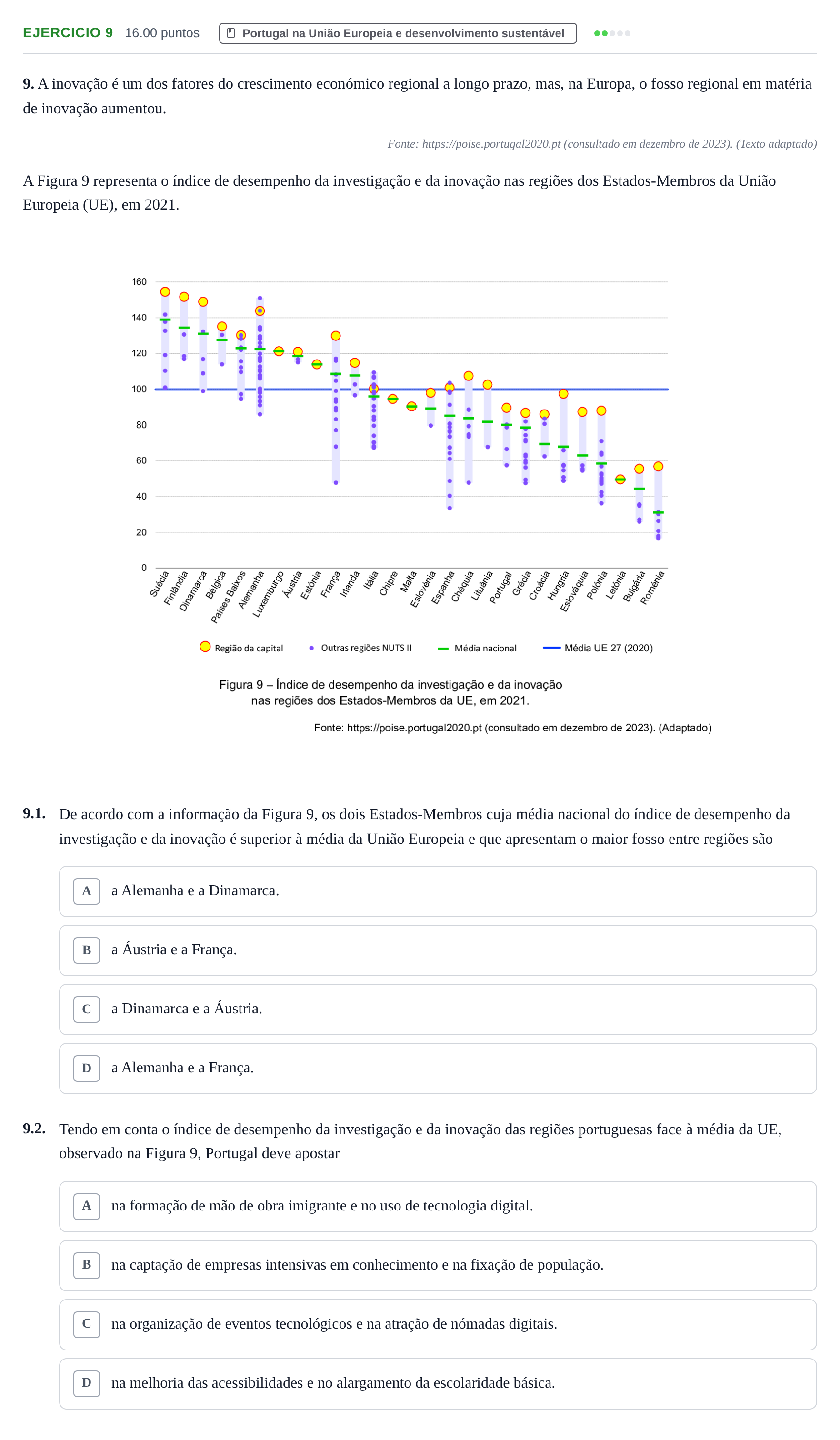 Enunciado: Exercício 9 · Exame Nacional Geografia A Época especial 2024