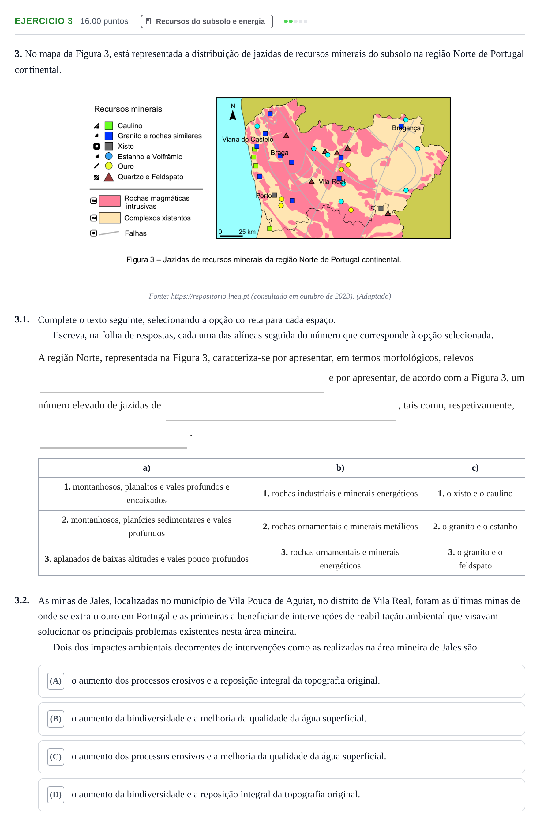 Enunciado: Exercício 3 · Exame Nacional Geografia A 1.ª fase 2024
