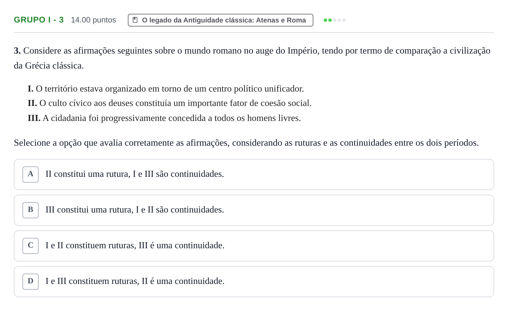 Enunciado: Grupo I - 3 · Exame Nacional História A Época especial 2023