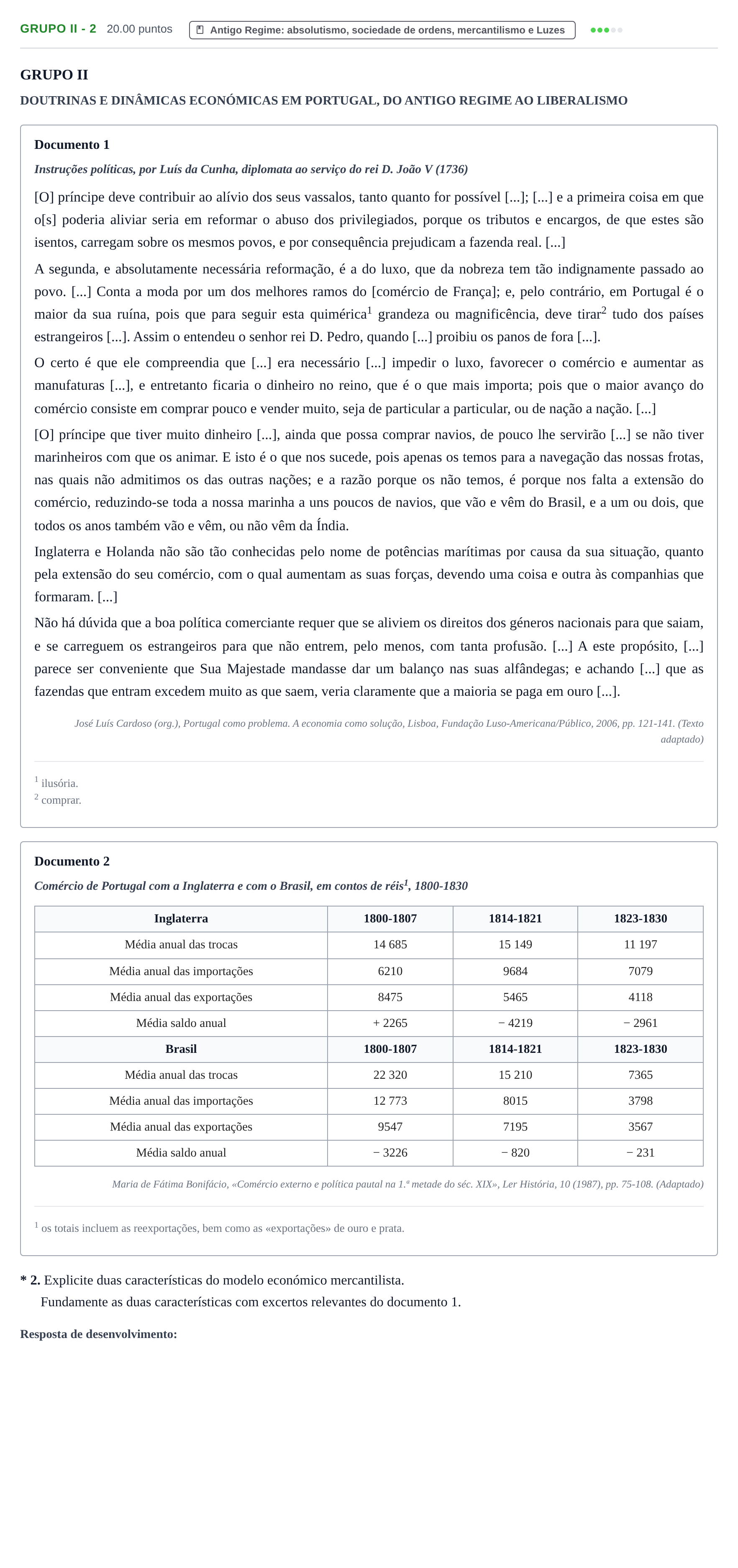 Enunciado: Grupo II - 2 · Exame Nacional História A Época especial 2023