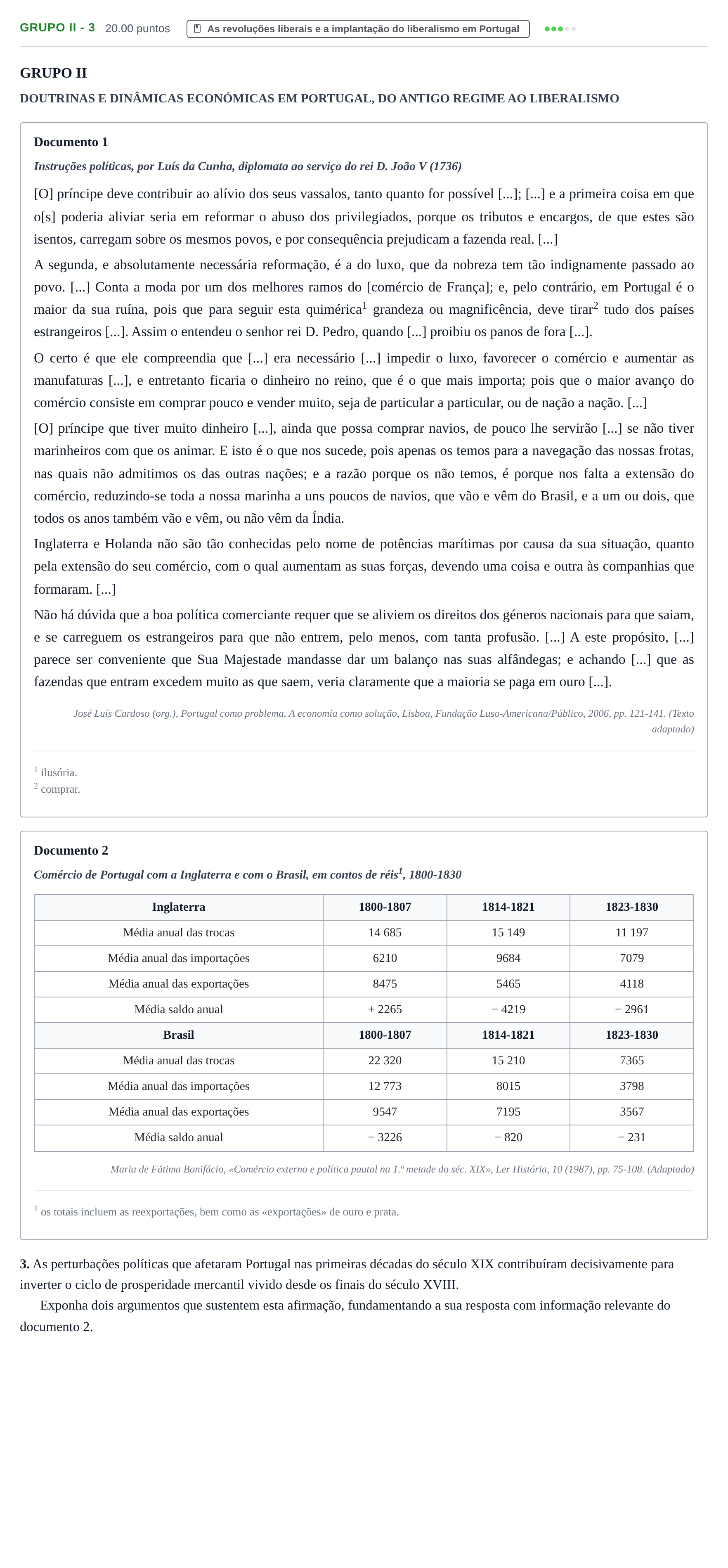 Enunciado: Grupo II - 3 · Exame Nacional História A Época especial 2023