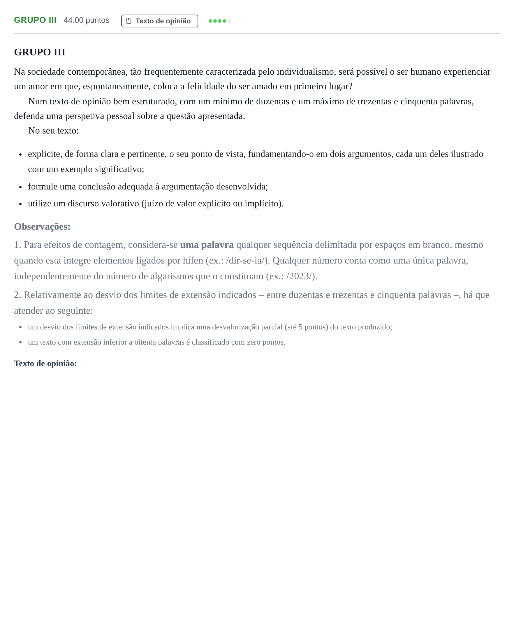 Enunciado: Grupo III · Exame Nacional Português Época especial 2023