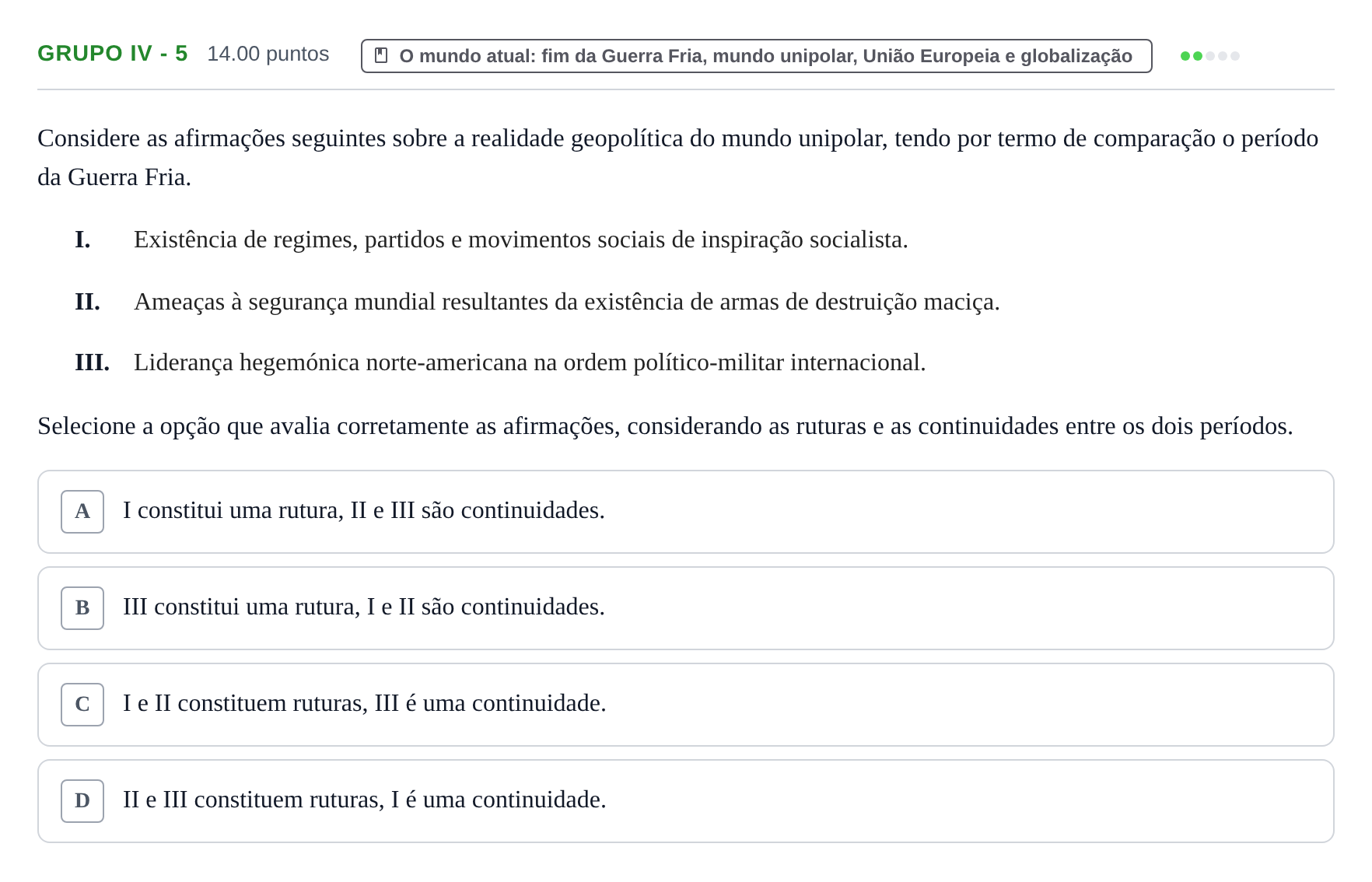 Enunciado: Grupo IV - 5 · Exame Nacional História A 1.ª fase 2023
