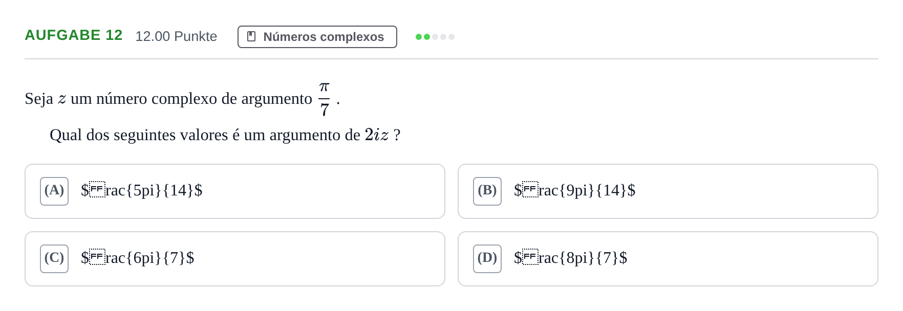 Enunciado: Exercício 12 · Exame Nacional Matemática A Época especial 2023