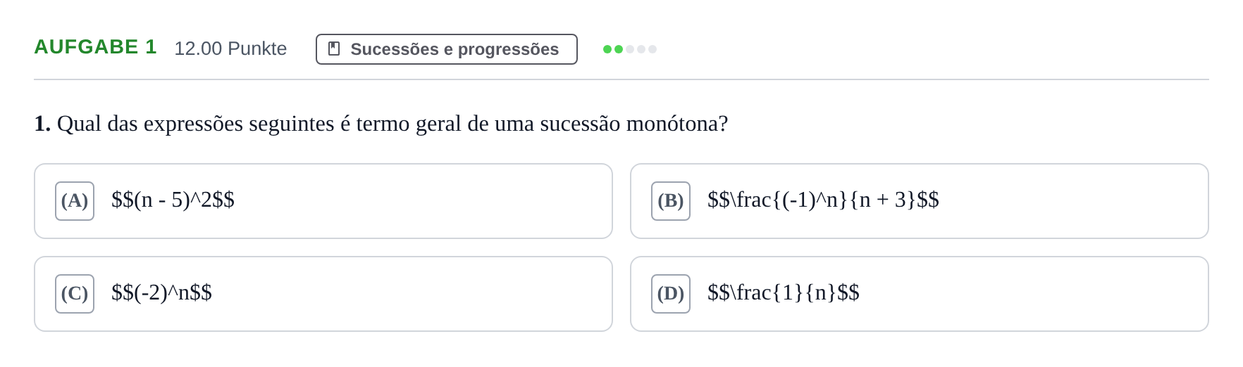 Enunciado: Exercício 1 · Exame Nacional Matemática A Época especial 2023