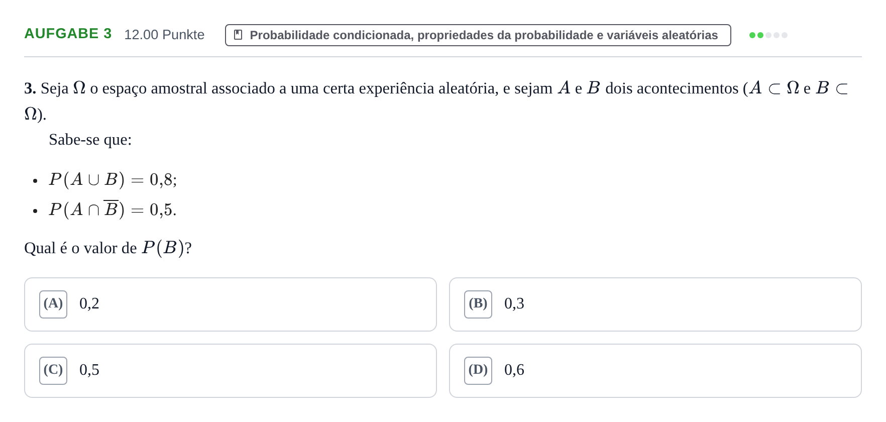 Enunciado: Exercício 3 · Exame Nacional Matemática A Época especial 2023