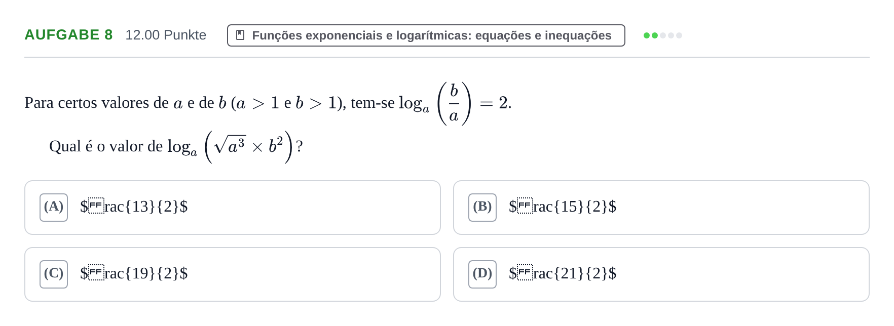 Enunciado: Exercício 8 · Exame Nacional Matemática A Época especial 2023