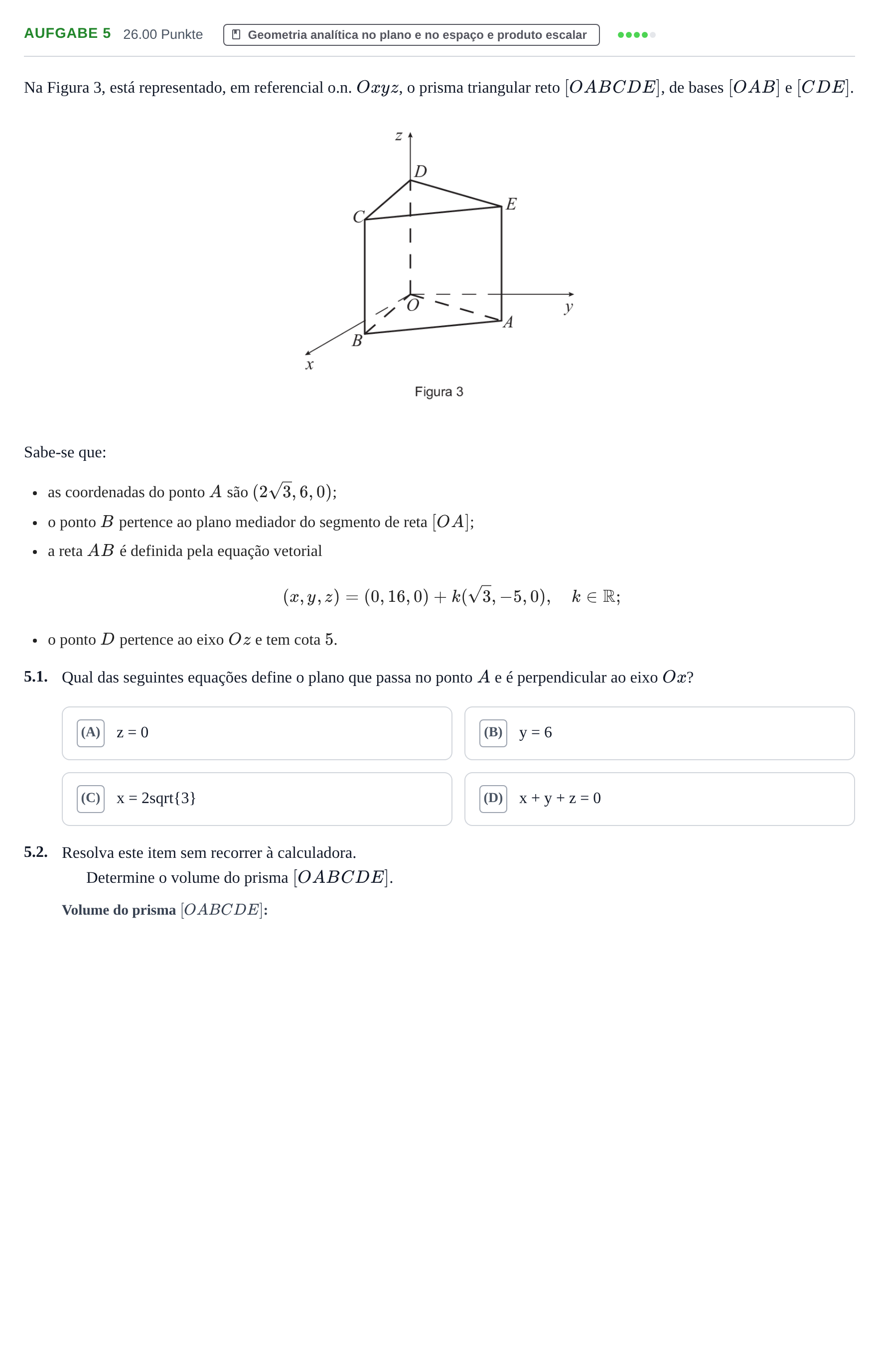 Enunciado: Exercício 5 · Exame Nacional Matemática A Época especial 2023