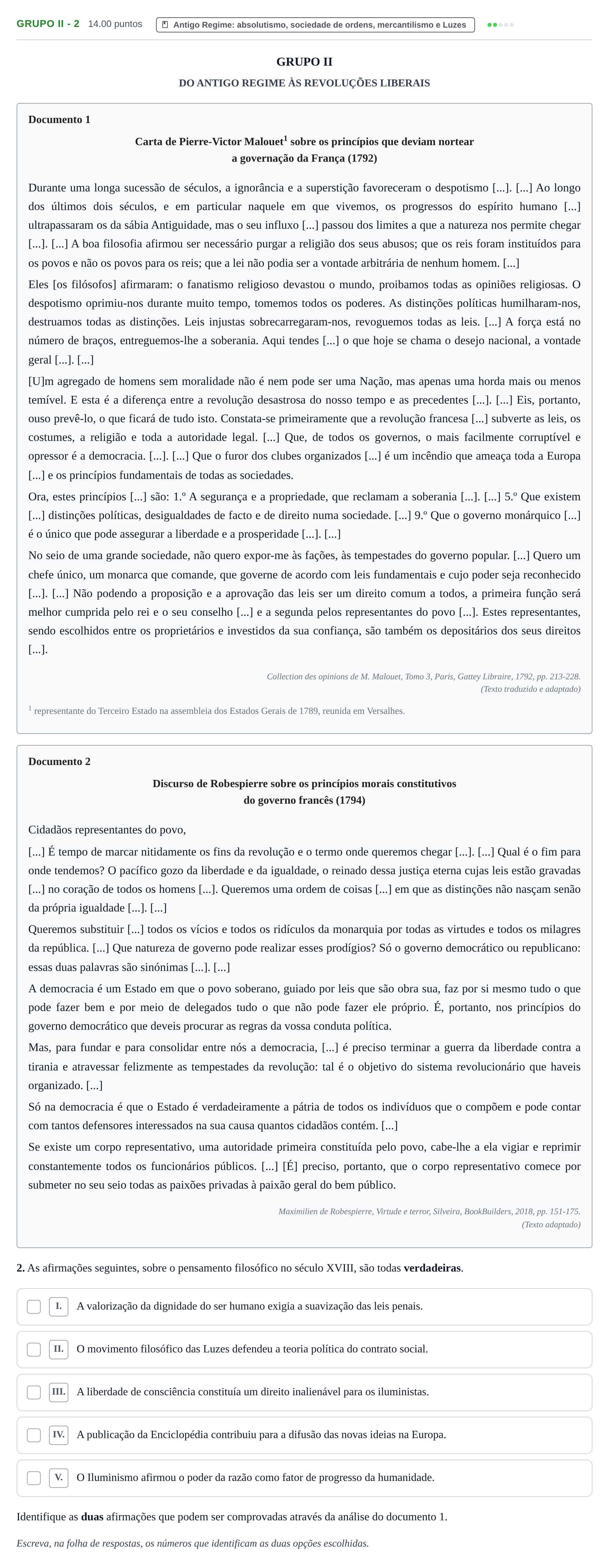 Enunciado: Grupo II - 2 · Exame Nacional História A 2.ª fase 2023